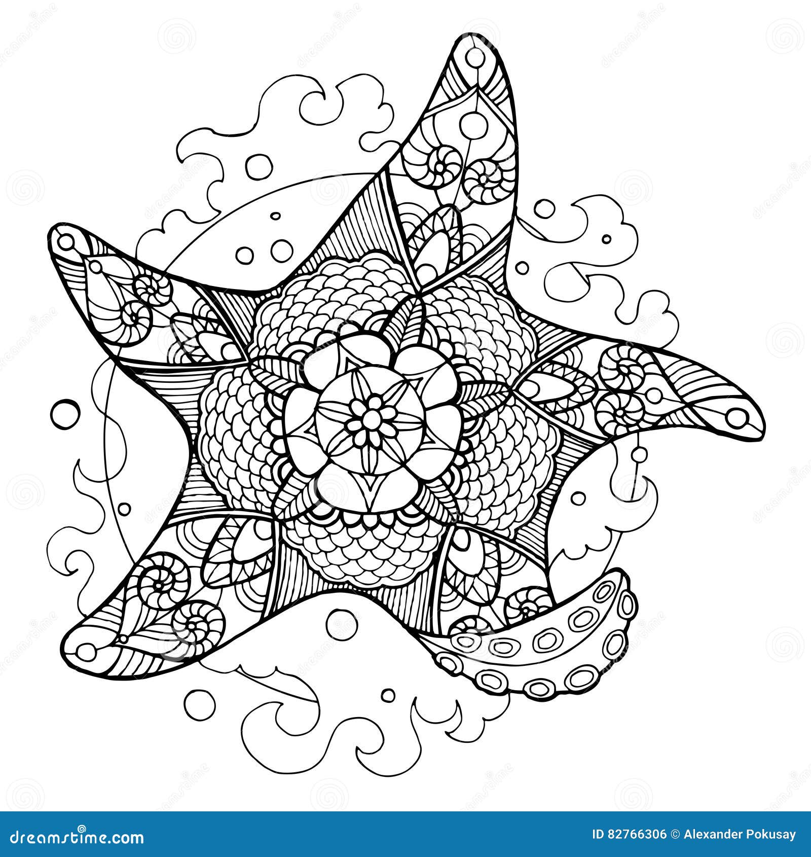 Livre De Coloriage D étoiles De Mer Pour Le Vecteur D Adultes Illustration de Vecteur