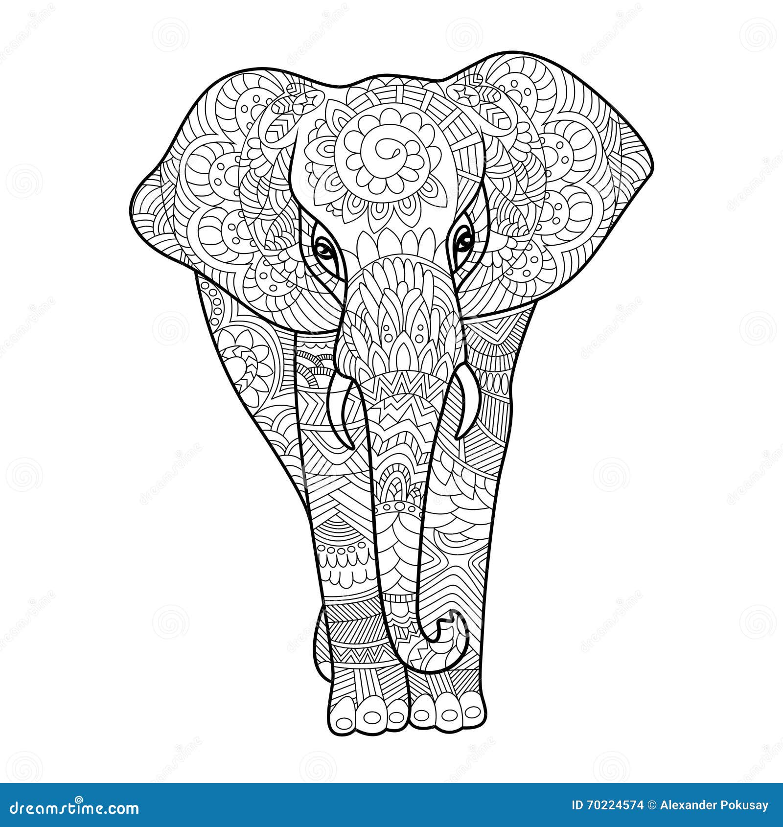 illustration stock livre de coloriage d lphant pour le vecteur d adultes image