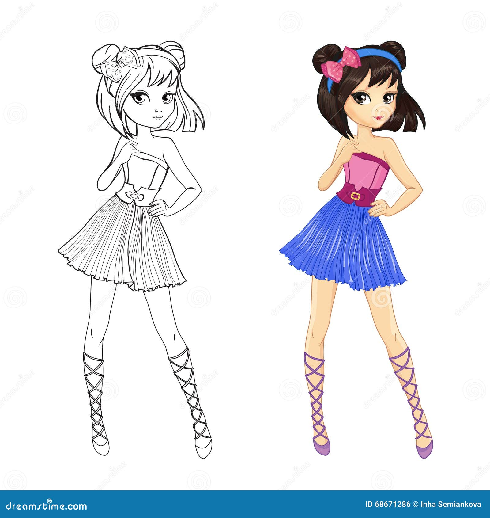 Livre De Coloriage De Fille D école Illustration de Vecteur Livre de coloriage de fille d école