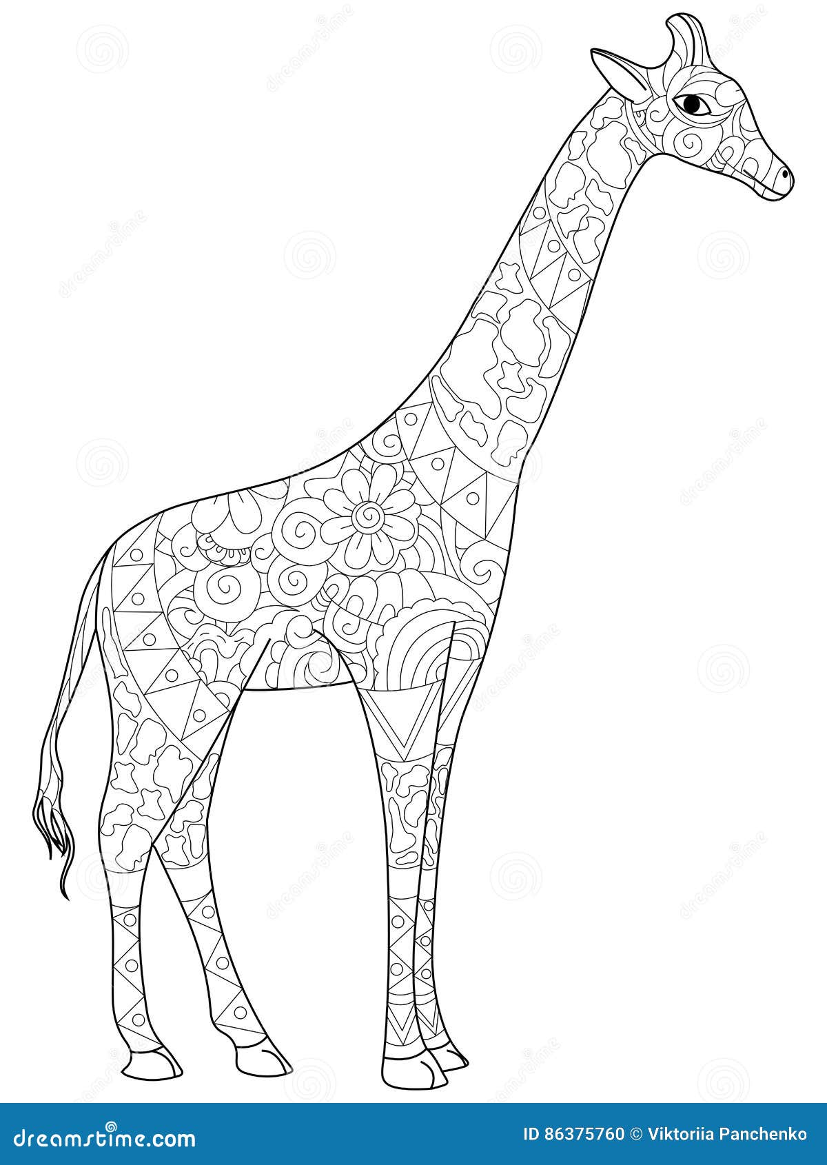 Livre de coloriage de girafe pour l illustration de vecteur d adultes