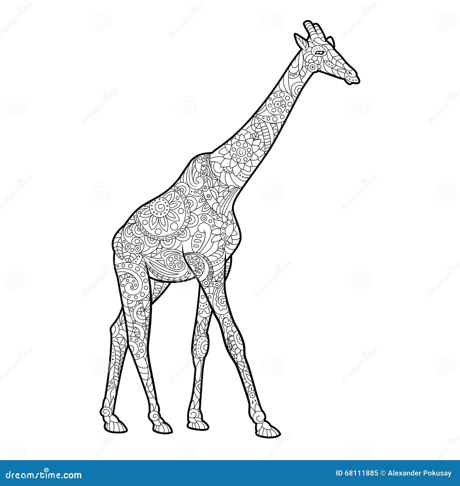 Livre de coloriage de girafe pour le vecteur d adultes libre de droits