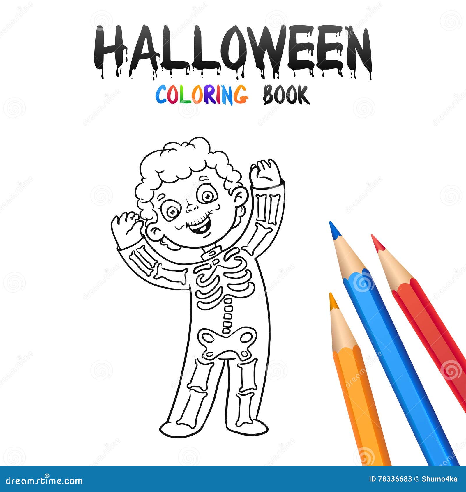 Livre De Coloriage De Halloween Personnage De Dessin Animé Mignon Livre De Coloriage De Halloween Personnage De Dessin Animé Mignon De Bébé Illustration de Vecteur