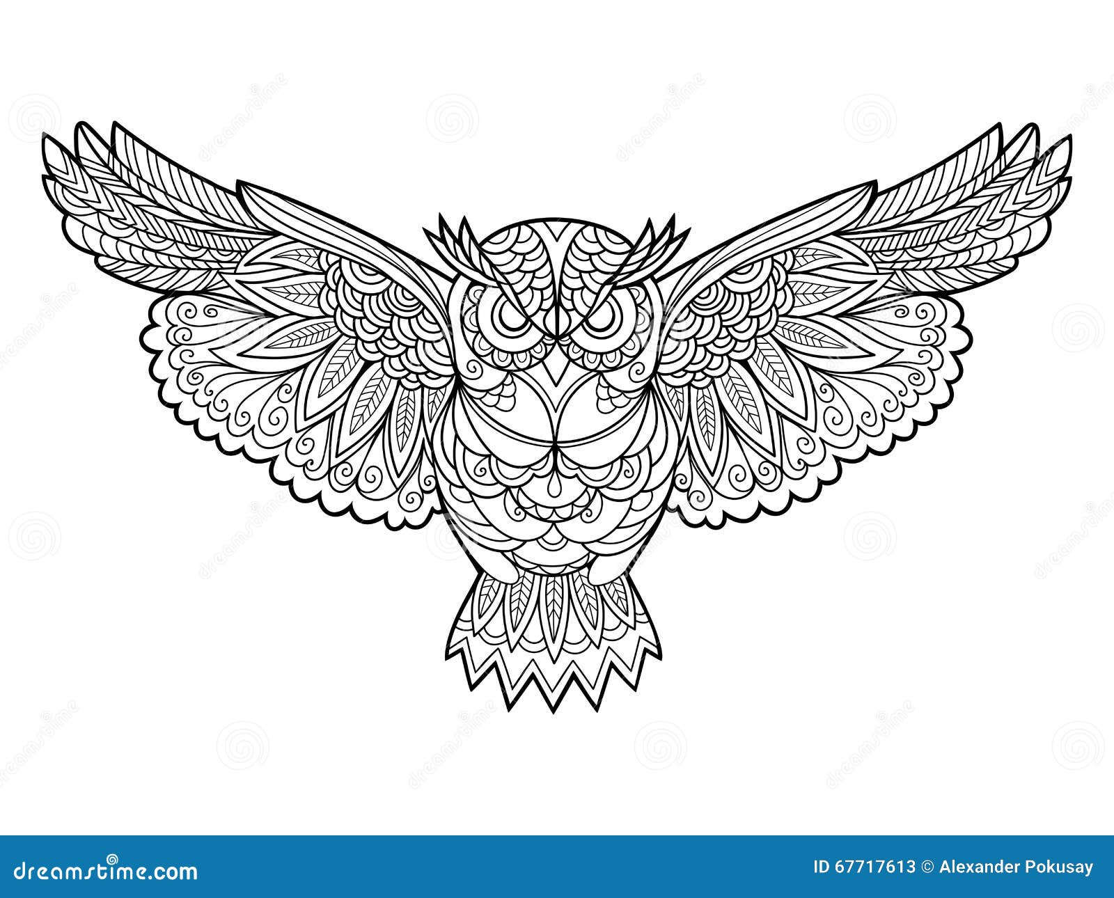 Livre De Coloriage De Hibou Pour Le Vecteur D adultes Illustration adulte anti coloration d hibou