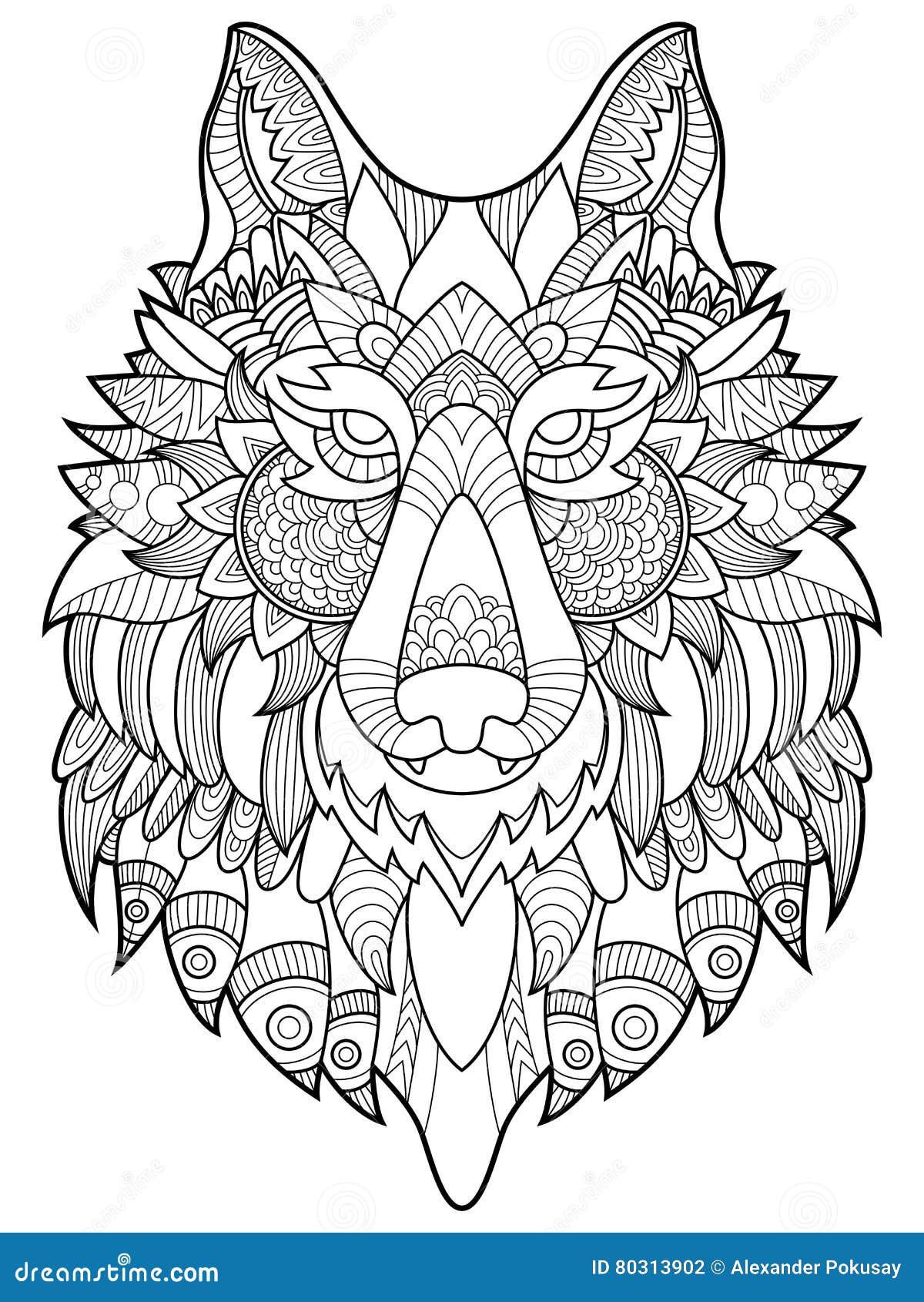 Livre de coloriage de loup pour l illustration de vecteur d adultes