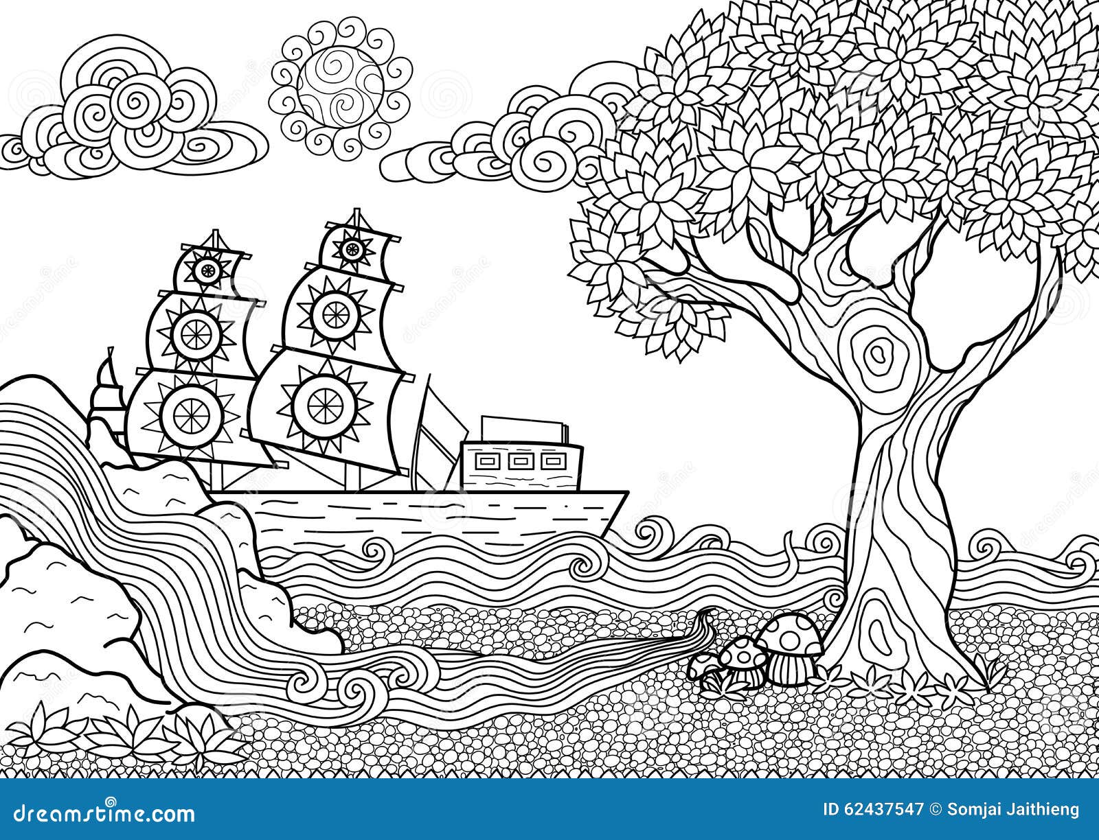 Livre De Coloriage De Paysage Illustration de Vecteur illustration stock livre de coloriage de paysage image