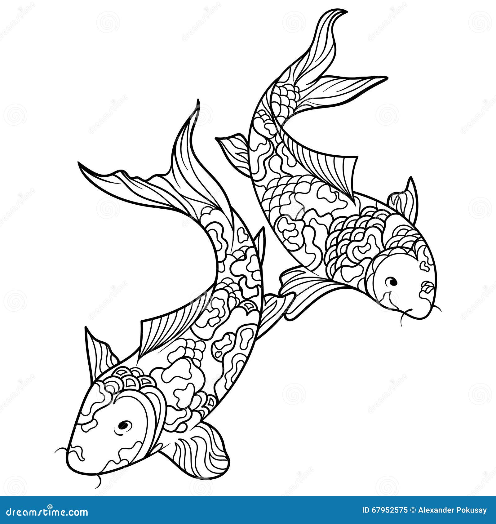 Livre De Coloriage De Poissons De Carpe De Koi Pour Le Vecteur D adulte