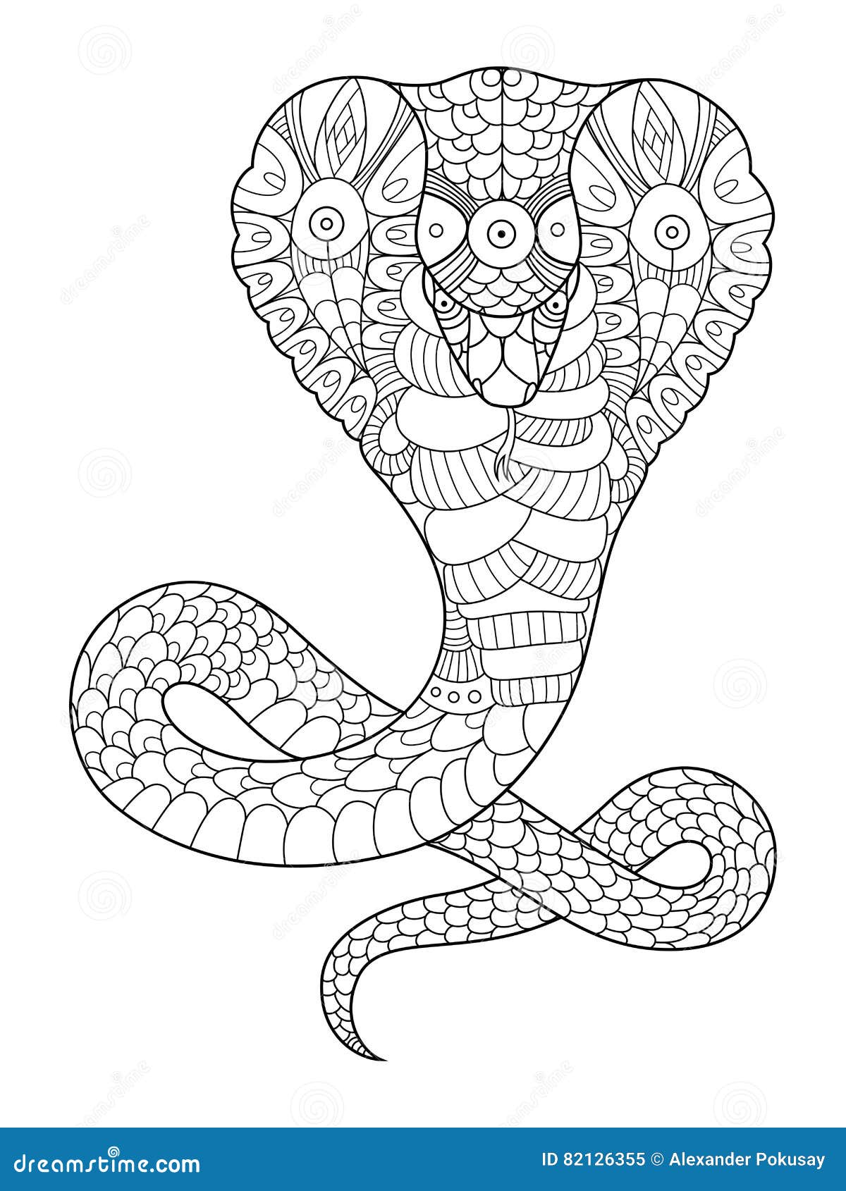 Livre De Coloriage De Serpent De Cobra Pour Le Vecteur D adultes adulte