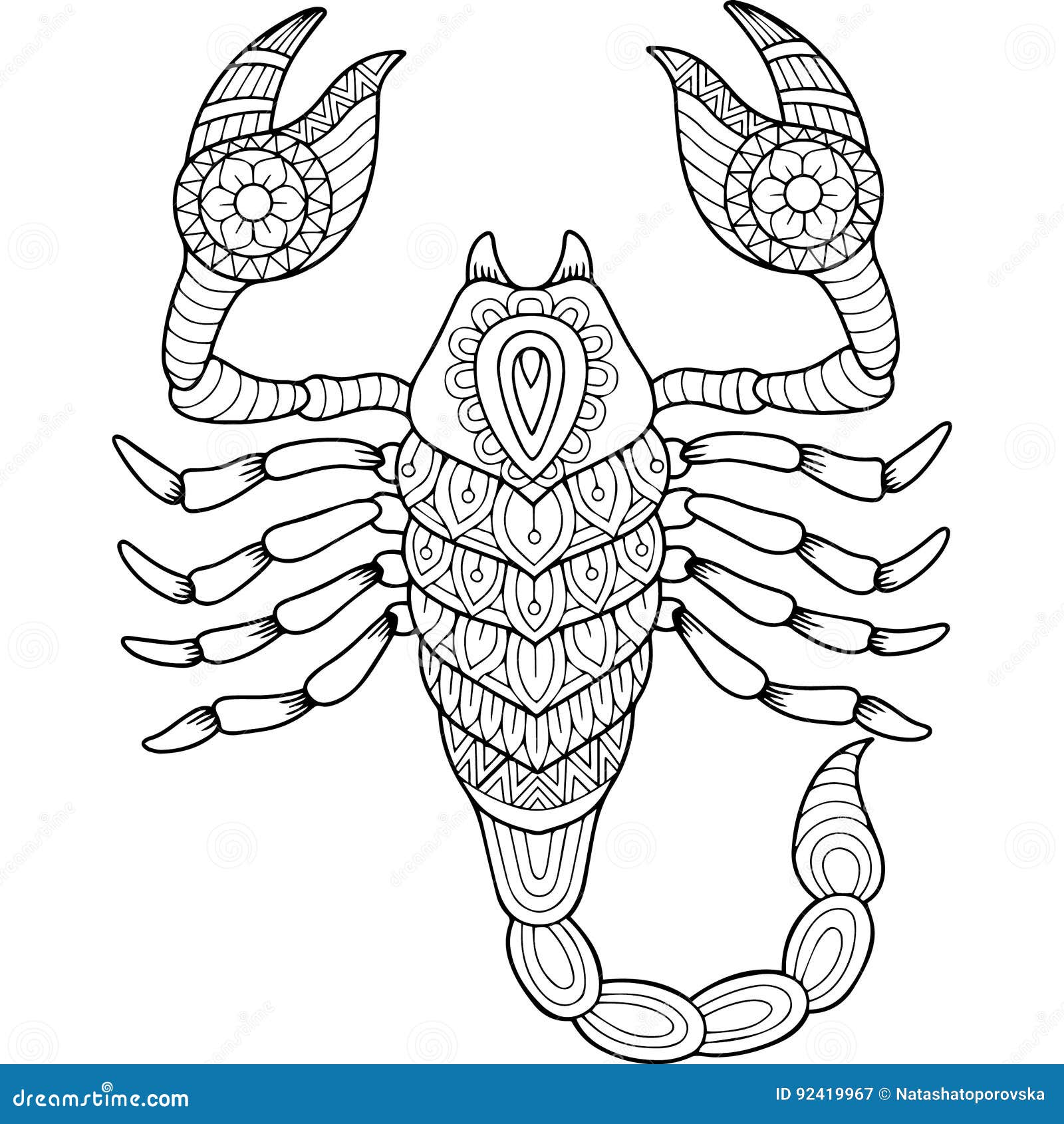 Livre De Coloriage De Vecteur Pour L Adulte Silhouette De Scorpion D Isolement Sur Le Fond