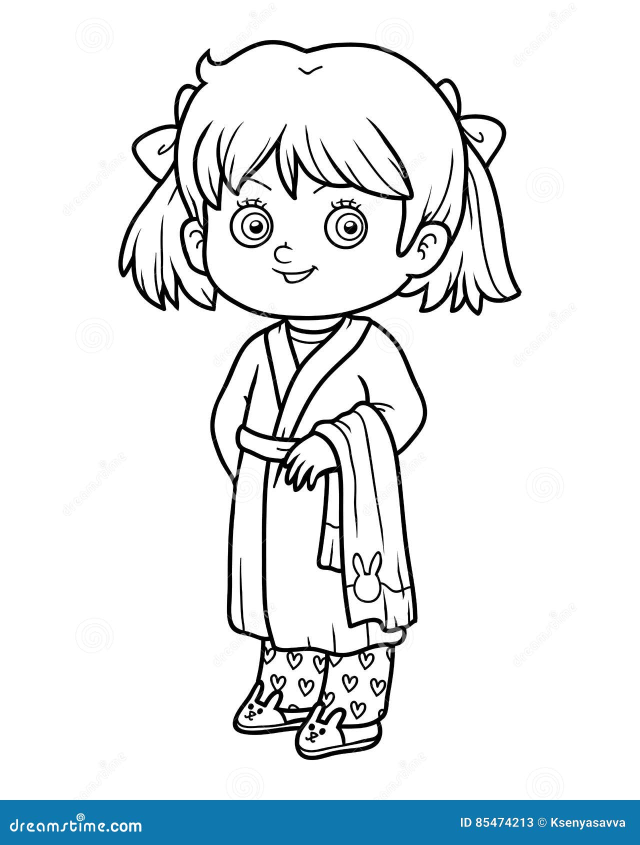 illustration stock livre de coloriage fille dans un peignoir image