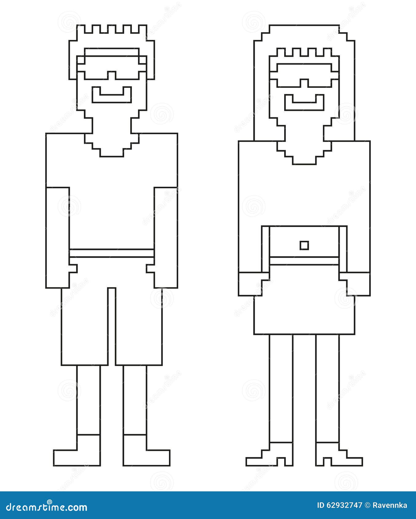 Livre De Coloriage 2 Humains 8bit pixel D isolement M¢le Et Libre de droits