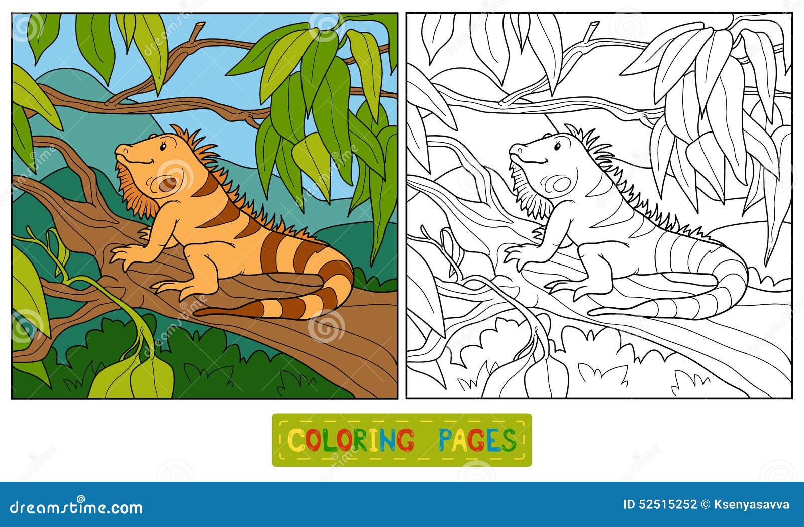 illustration stock livre de coloriage iguane image