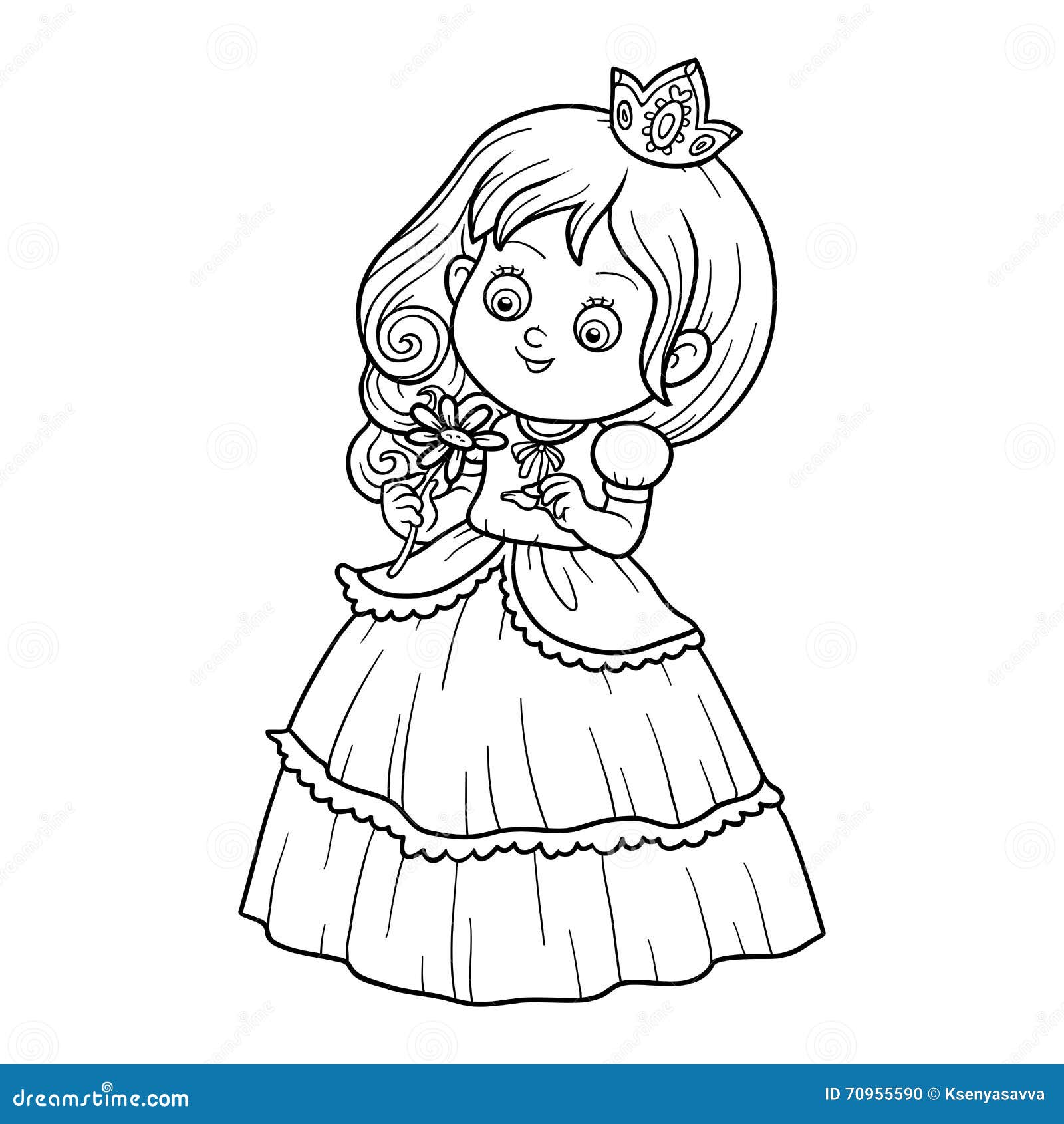 Livre de coloriage petite princesse avec une fleur