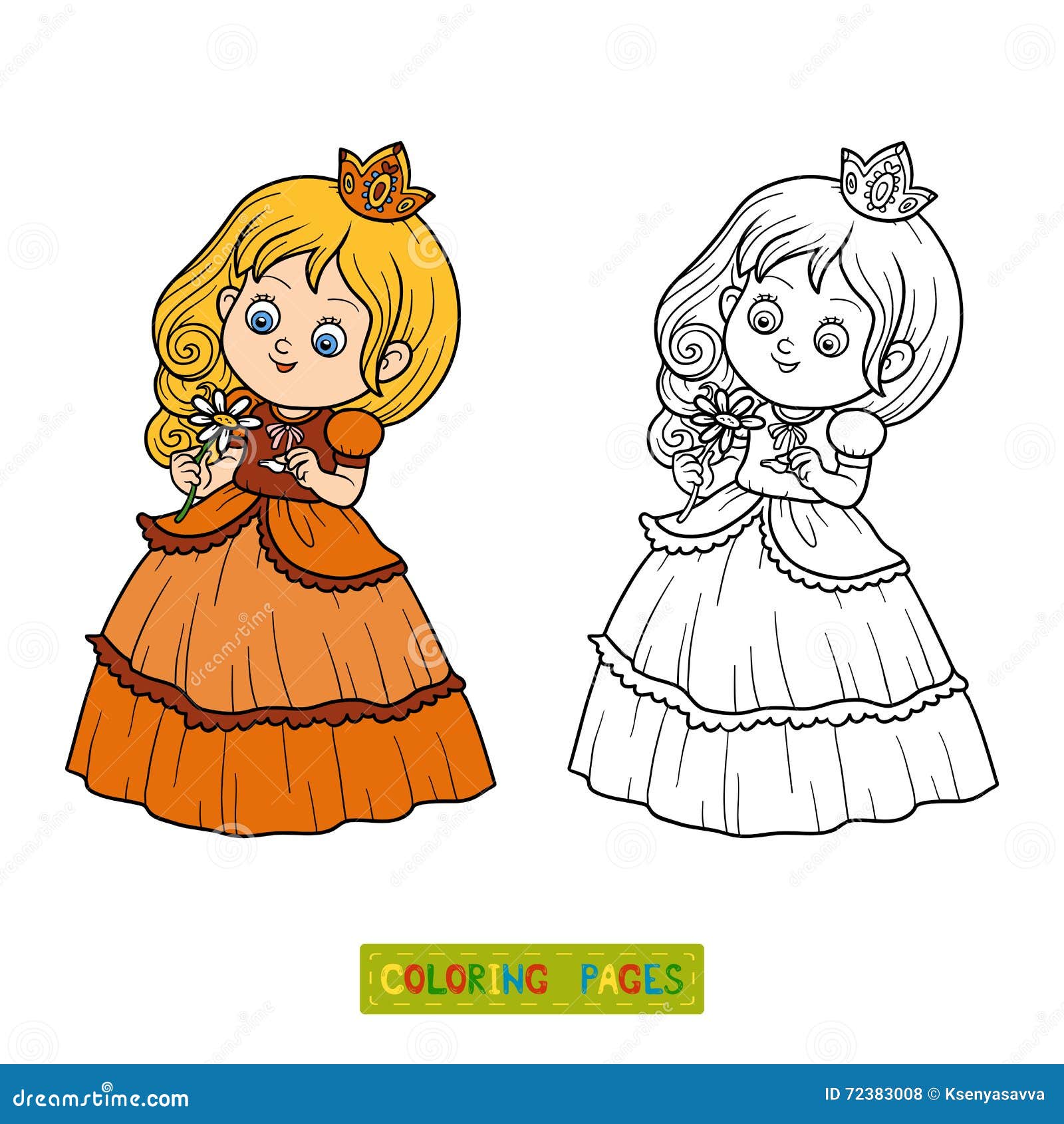 Livre de coloriage petite princesse avec une fleur