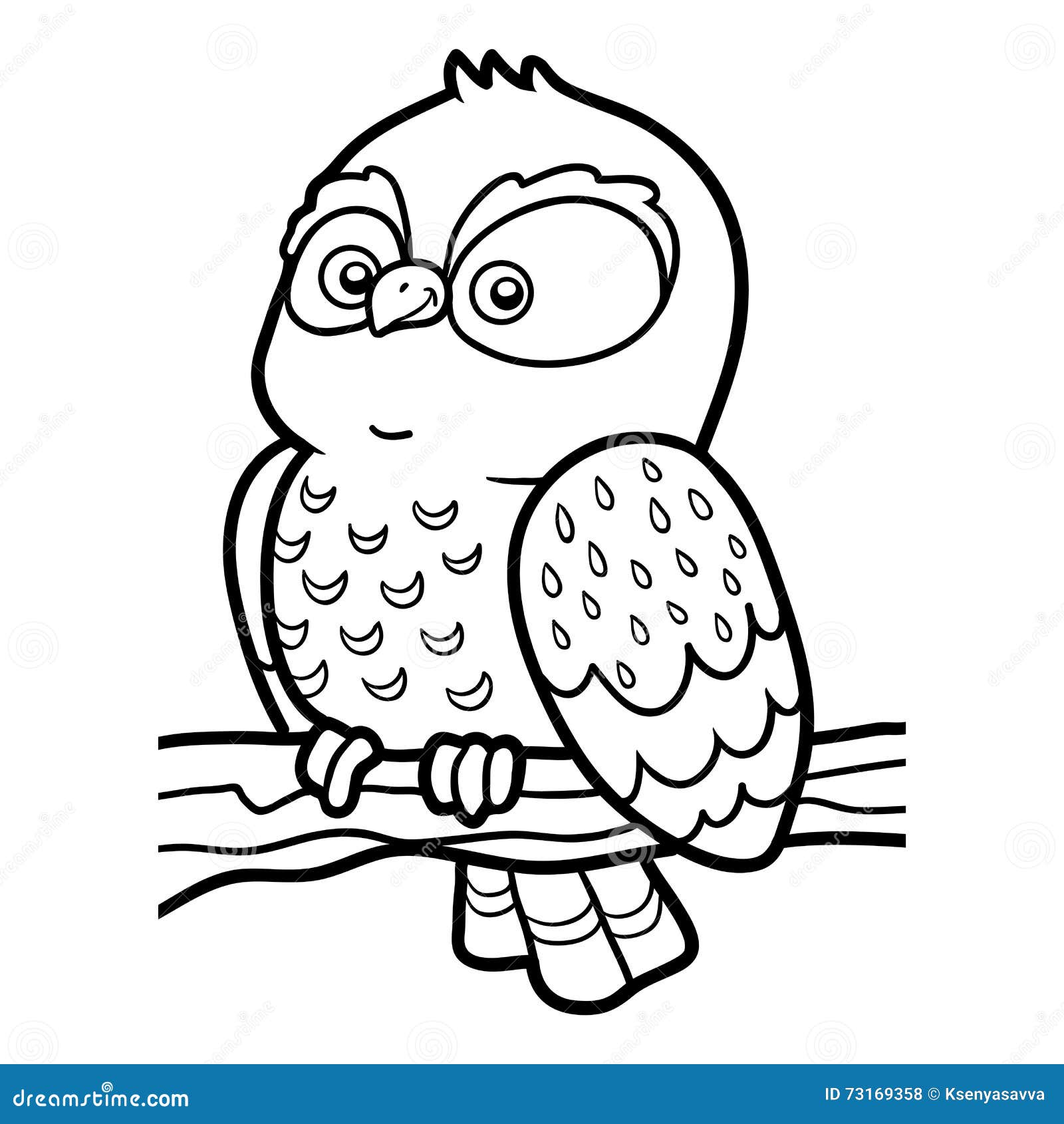 Livre De Coloriage Pour Des Enfants Petit Hibou Illustration de Vecteur