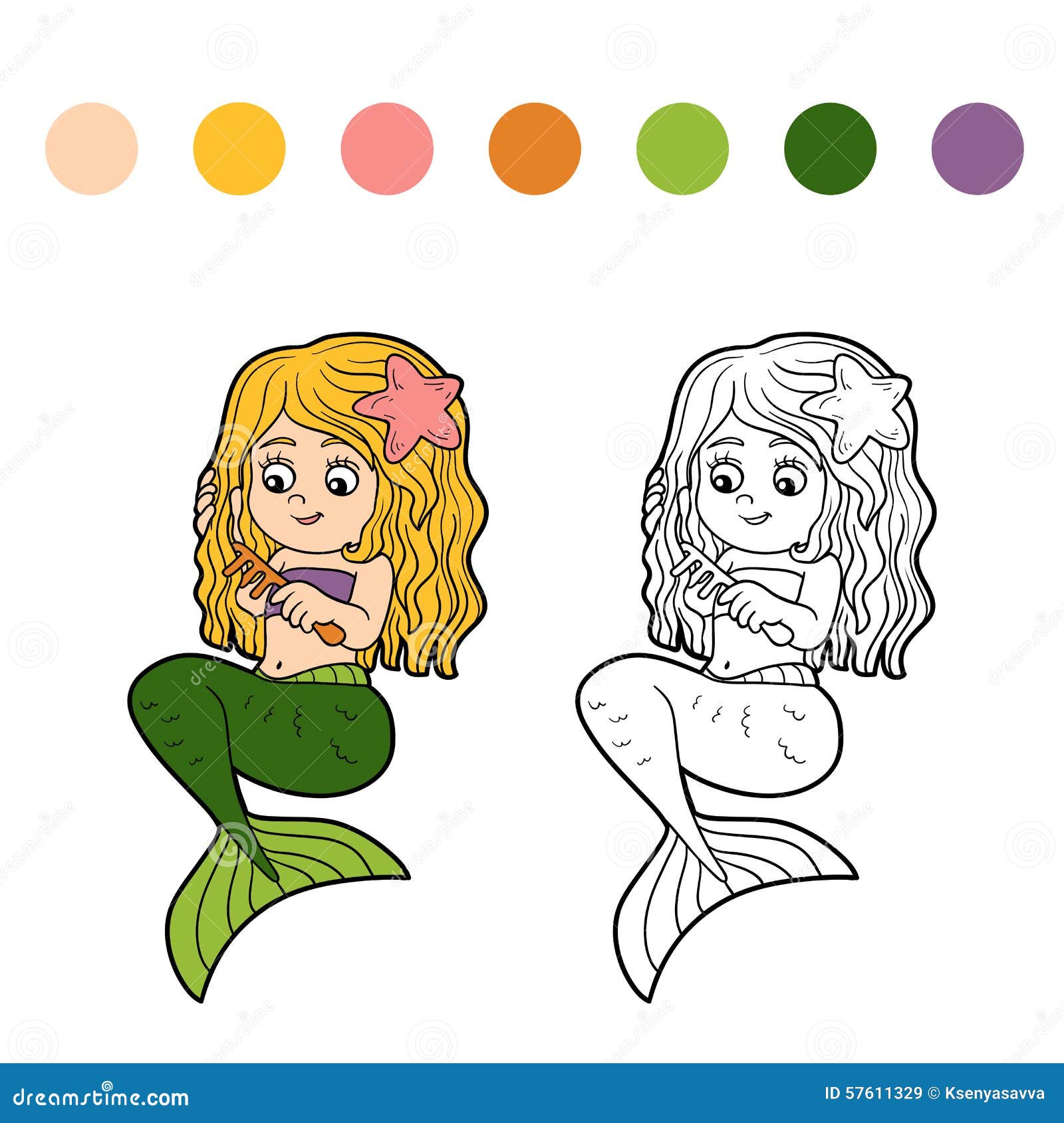 Livre de coloriage pour des enfants sir¨ne de petite fille libres de droits