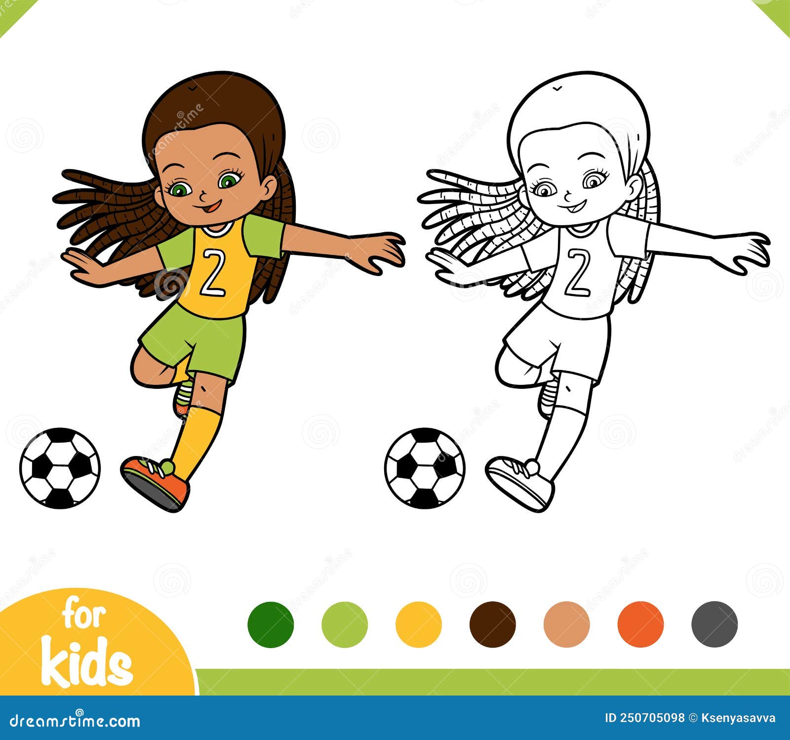 Livre De Coloriage Pour Enfants Footballeur Fille Avec Balle Illustration  de Vecteur - Illustration du gibier, caractère: 250705098