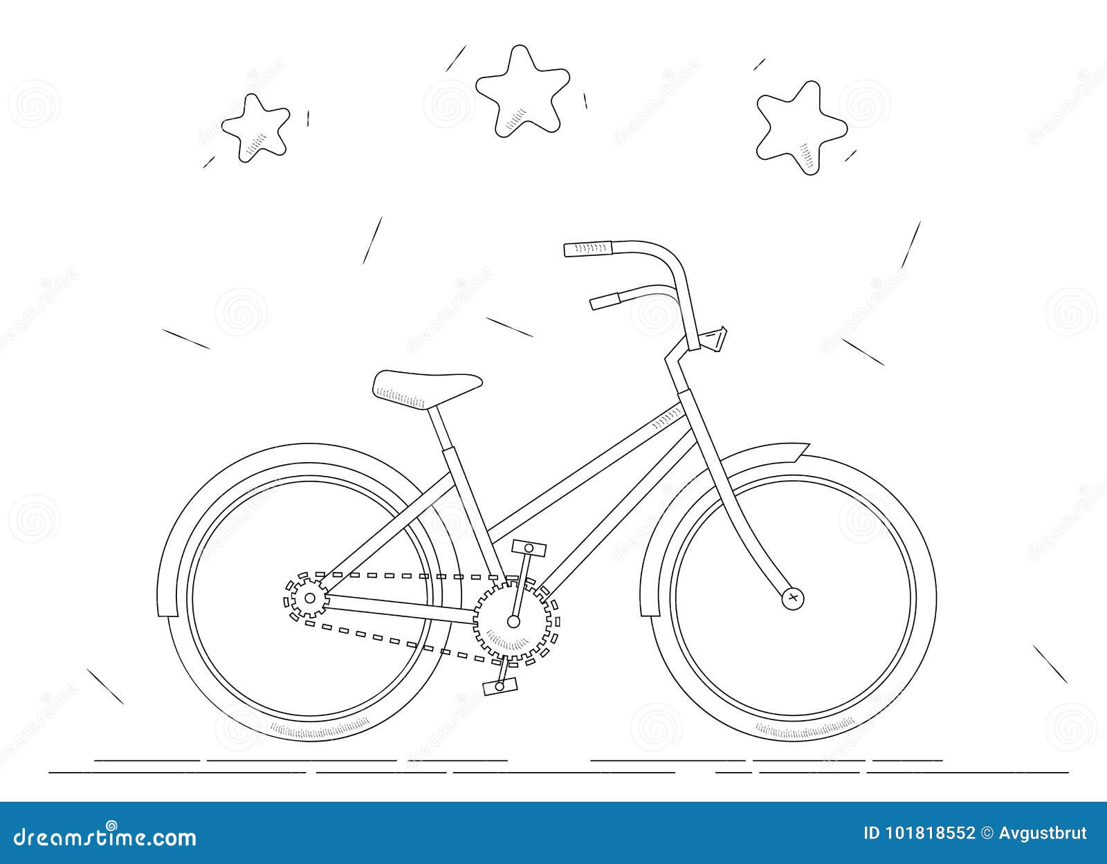 Livre de coloriage de vélo Dessin au trait noir et blanc