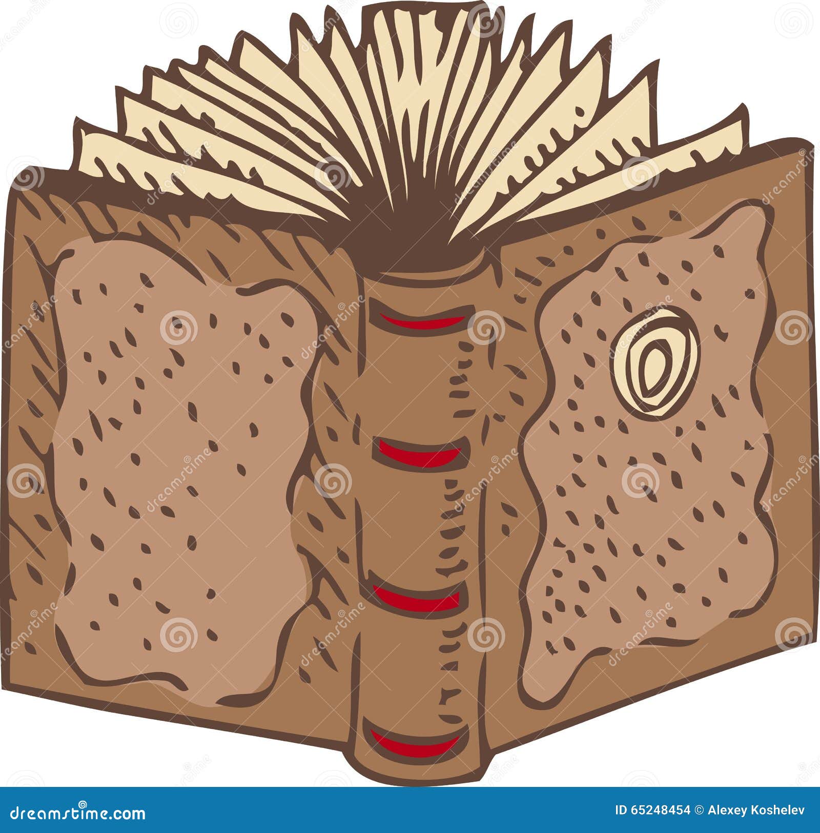 Livre Ouvert Avec Une Couverture De Cuir De Brown Illustration Stock