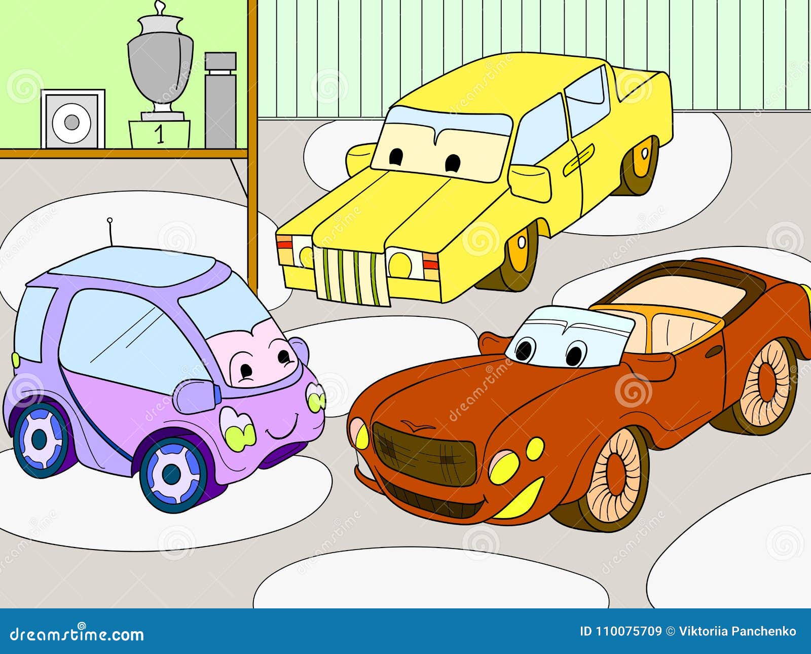 Livro Para Colorir Dos Desenhos Animados Das Crianças Para Meninos Vector a  Ilustração De Uma Garagem Com Carros Vivos Ilustração do Vetor - Ilustração  de arte, linha: 95068683