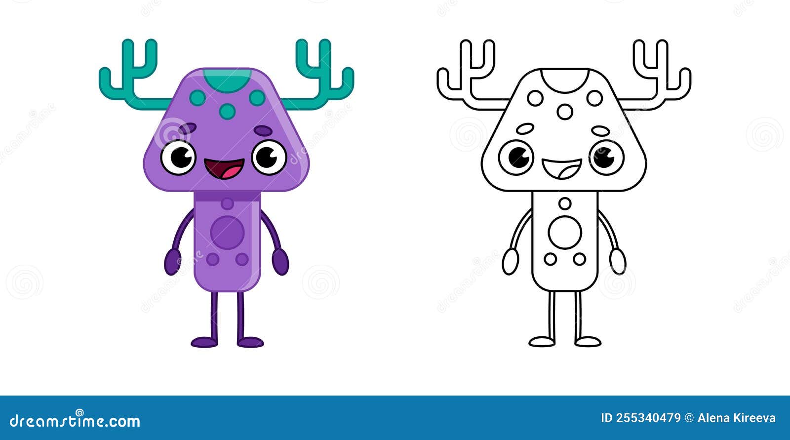 Uma ilustração dos desenhos animados de um alienígena roxo com