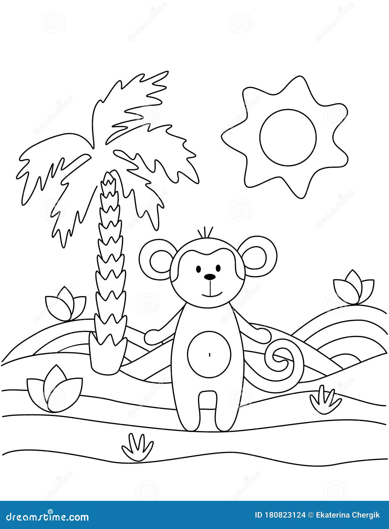 Três macacos engraçados na selva - Macacos - Coloring Pages for Adults