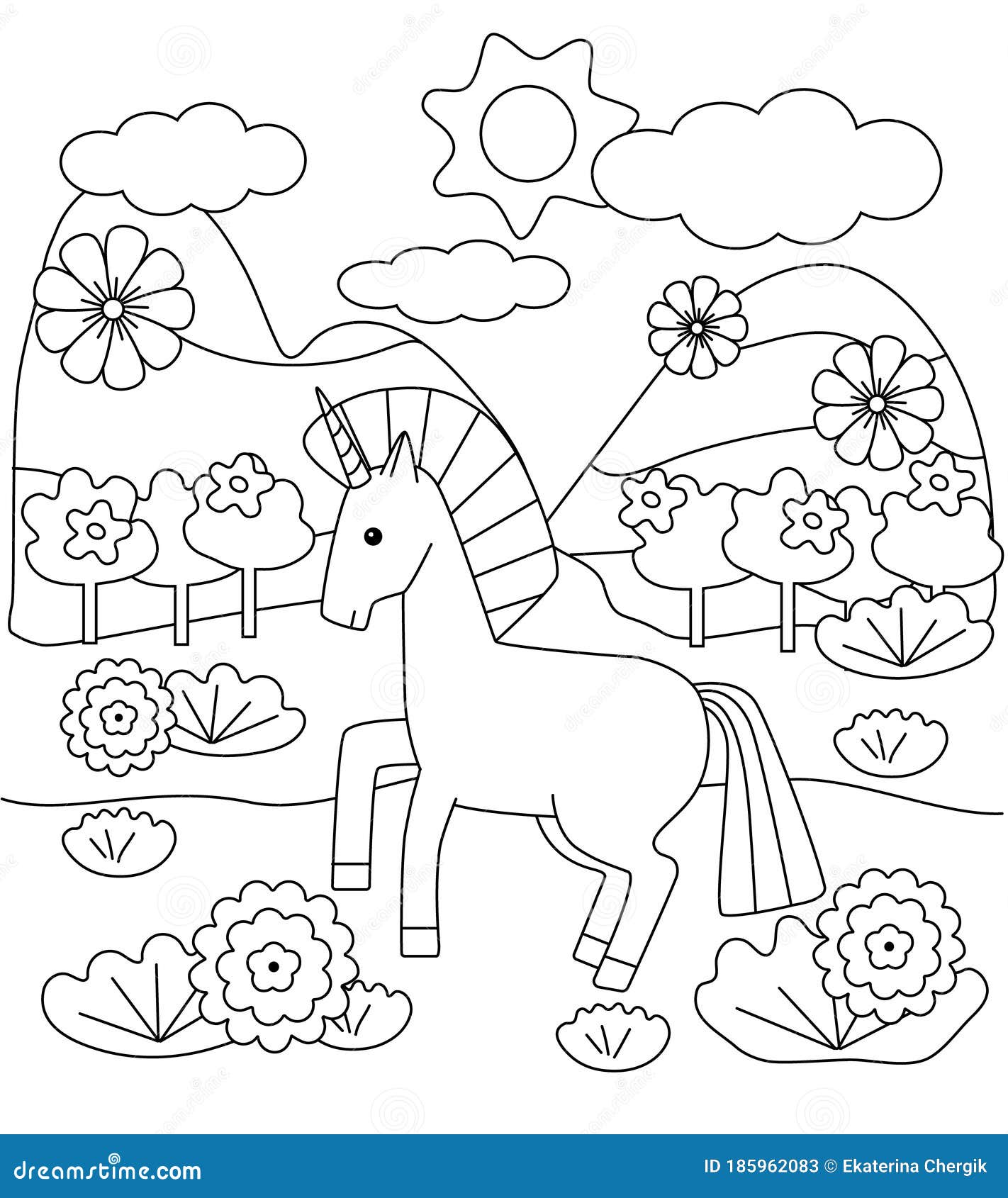 Desenho de unicórnio para colorir para crianças