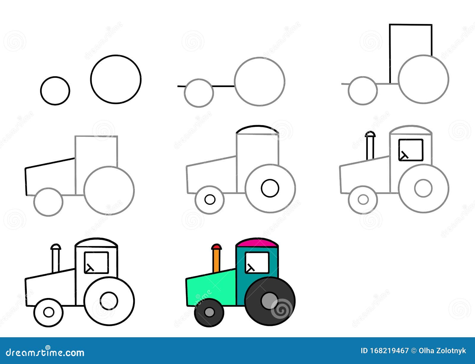 Como desenhar um trator passo a passo fácil (how to draw a tractor easy  step by step) 