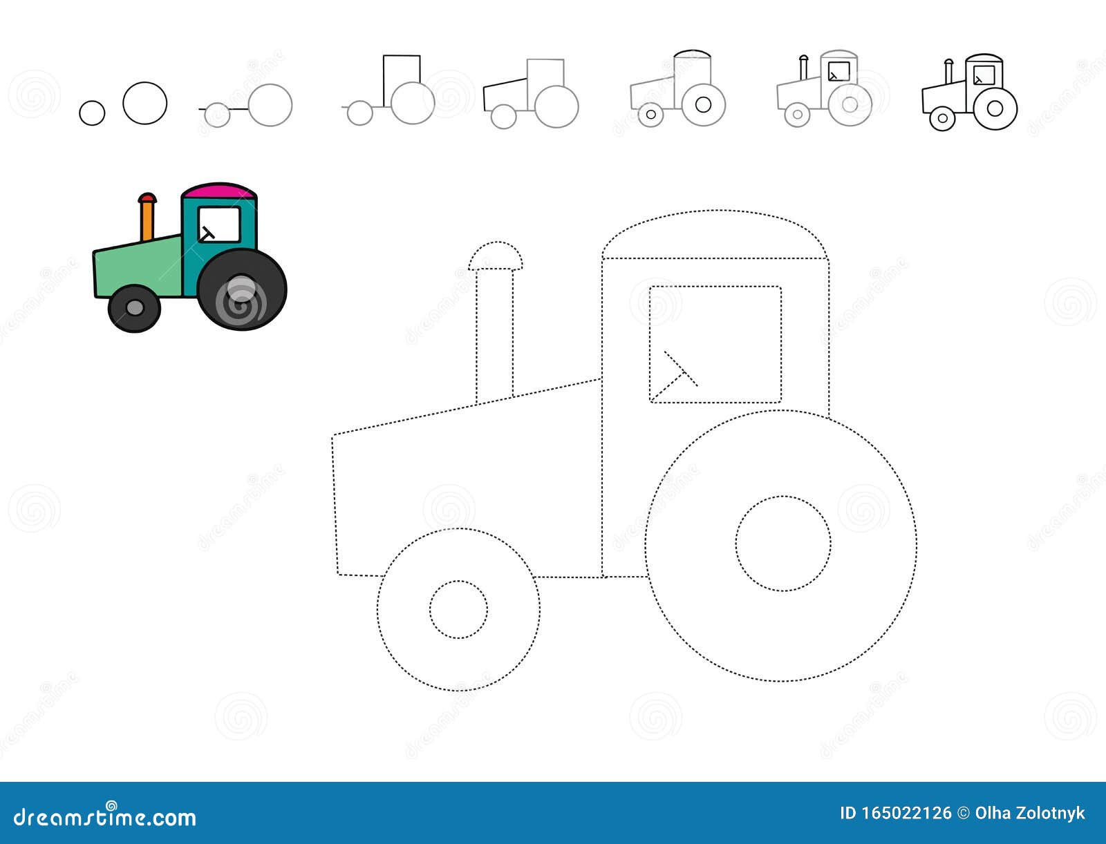 Livro De Cores Para Crianças Tutorial De Desenho Como Desenhar Um Carro  Trator a Rastrear Rastreio De Vetor Ponto a Ponto Educaci Ilustração do  Vetor - Ilustração de elementar, branco: 165022126