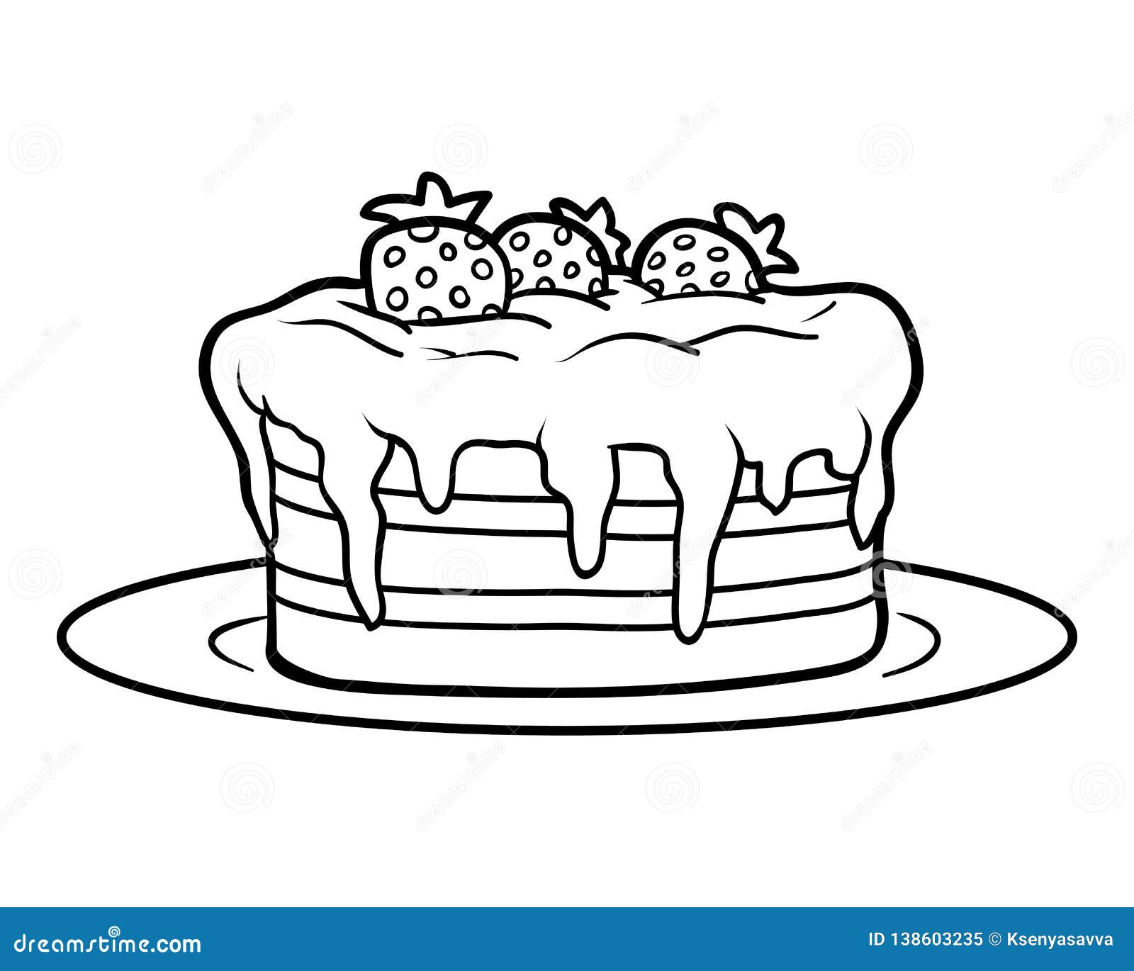 Bolo de aniversário para colorir ilustração para crianças e