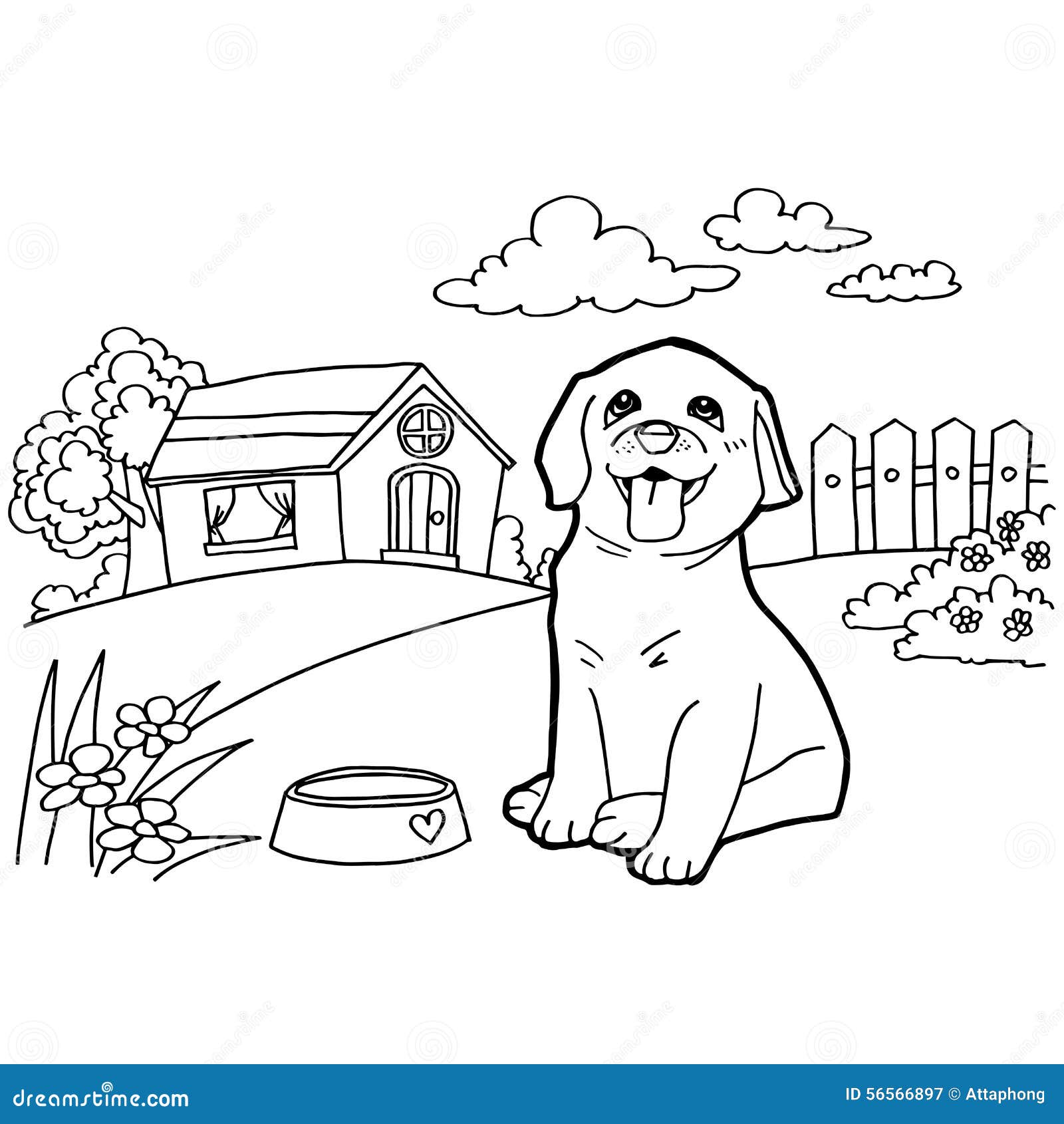 Desenho de Cão casa para Colorir - Colorir.com