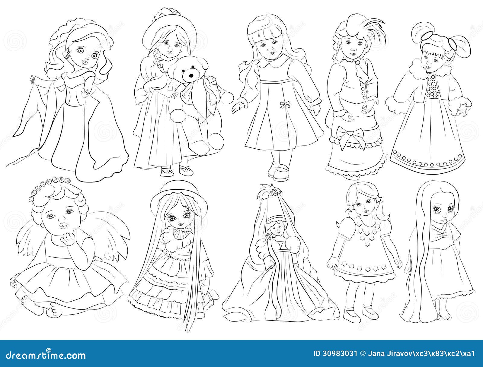 Vetores e ilustrações de Desenhos colorir bonecas para download