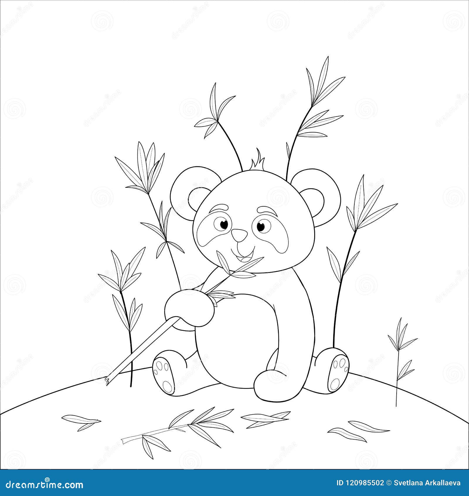 Panda fofo, alegre, legal, fácil de colorir, desenho infantil