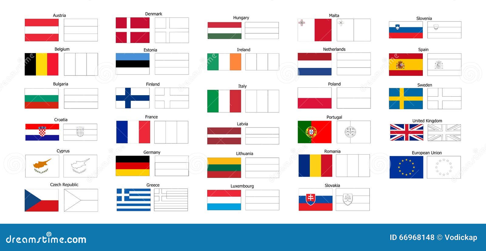 Livro Para Colorir De Bandeiras De Países Da UE Ilustração do