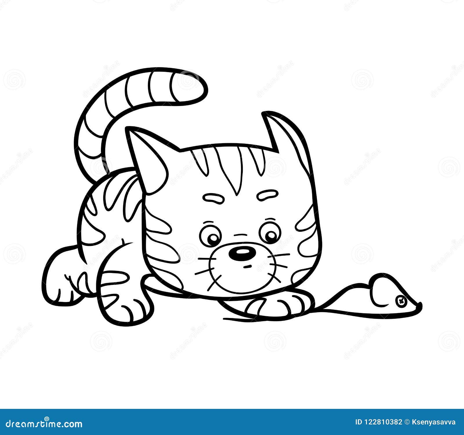 Ilustração vetorial de gato livro de colorir de gato preto e branco ou  página para crianças