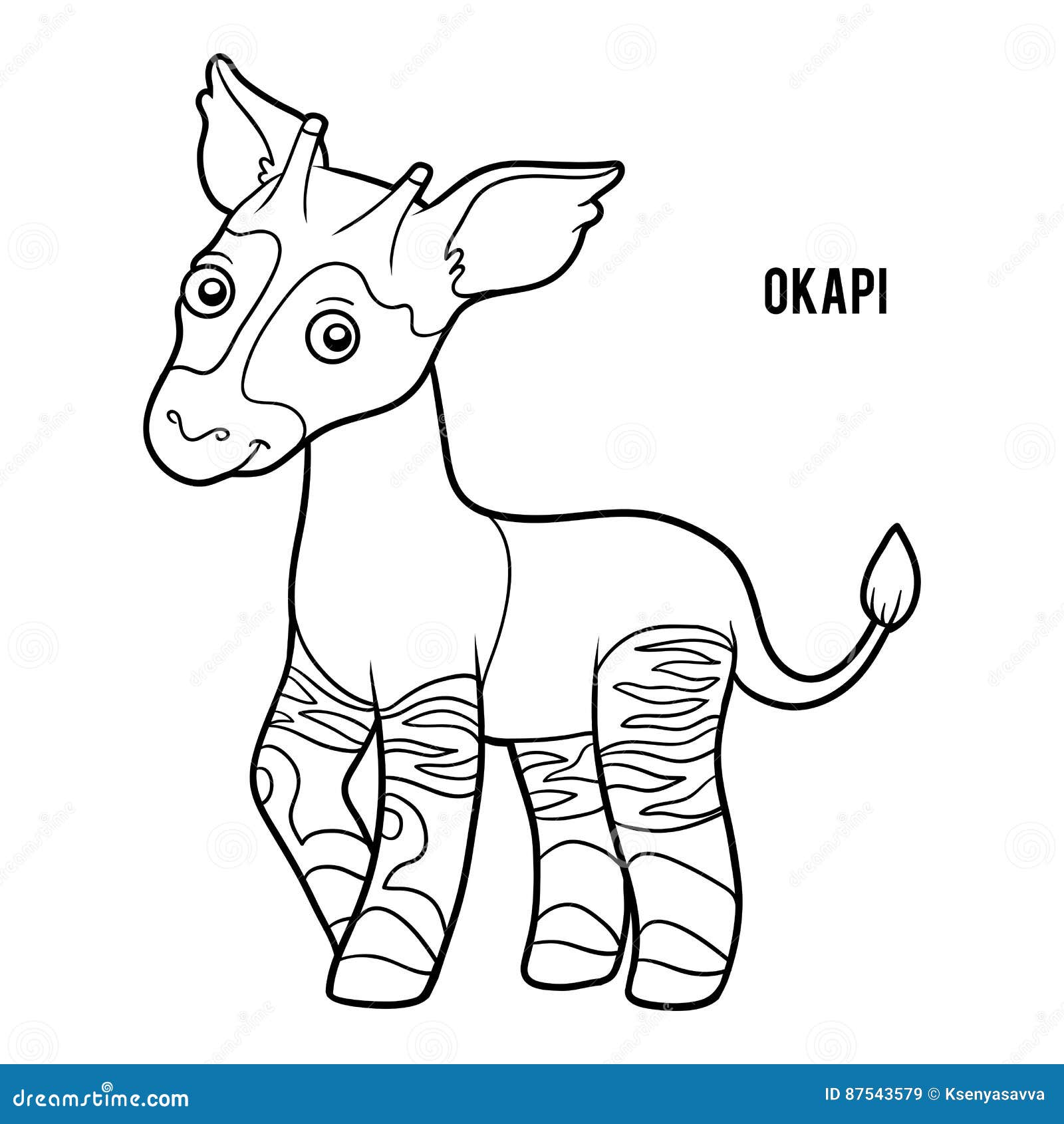 Livro para colorir, ocapi ilustração do vetor. Ilustração de printable
