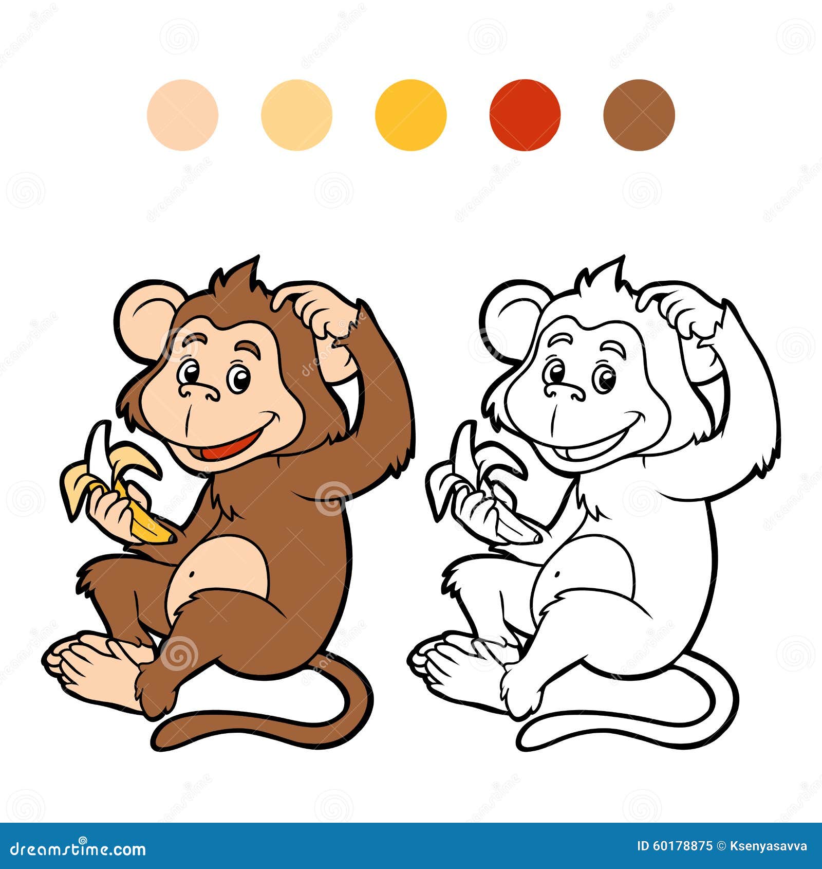 Bonito Pouco Macaco Colorir Página Para Crianças Animal Colorir Livro imagem  vetorial de softflora© 647428730