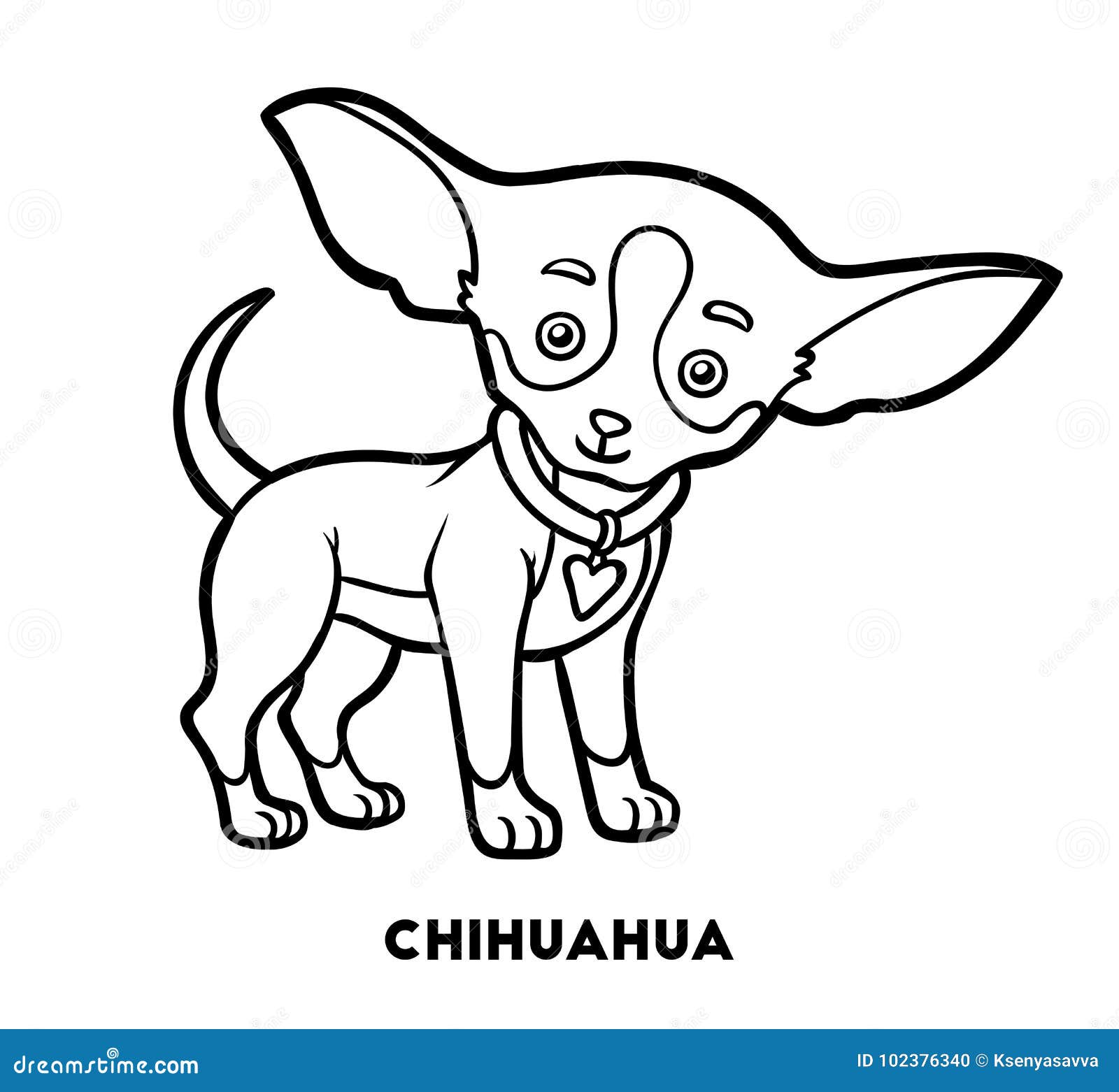 Desenho Desenhos Animados Bonito Chihuahua Cachorro Cão Livro Colorir Para  imagem vetorial de LanaBrow© 661482568