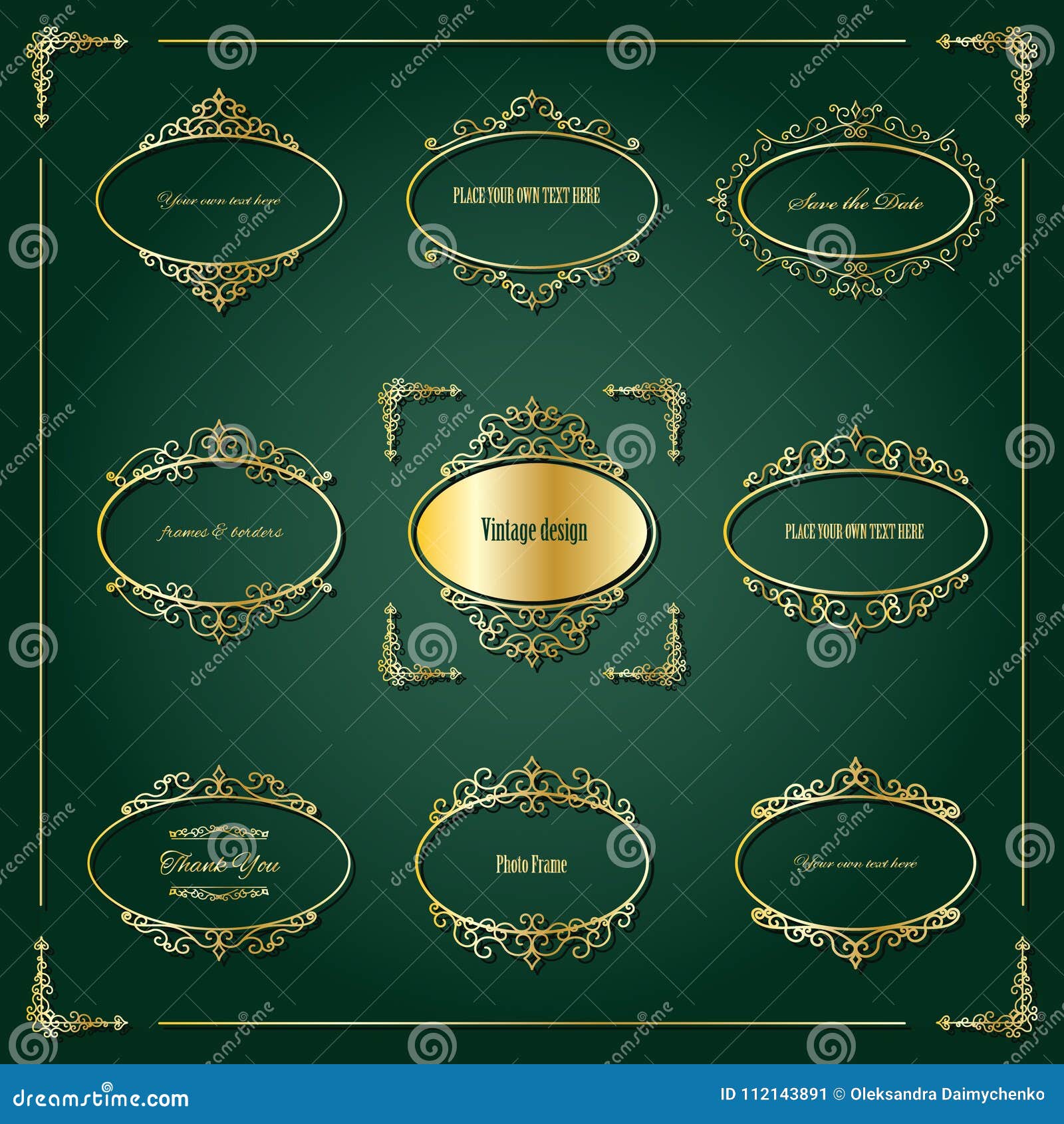 lixury golden frames and borders set.