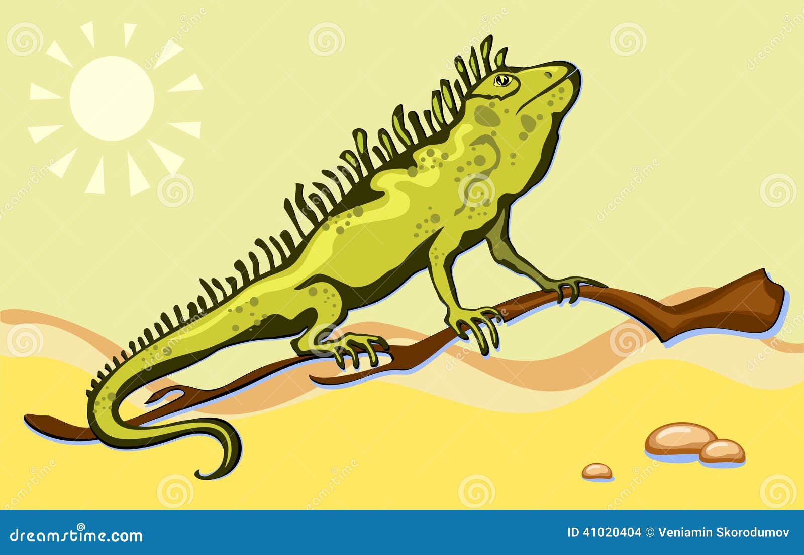 Lizard, Iguana In The Desert Stock Vector - Illustration 