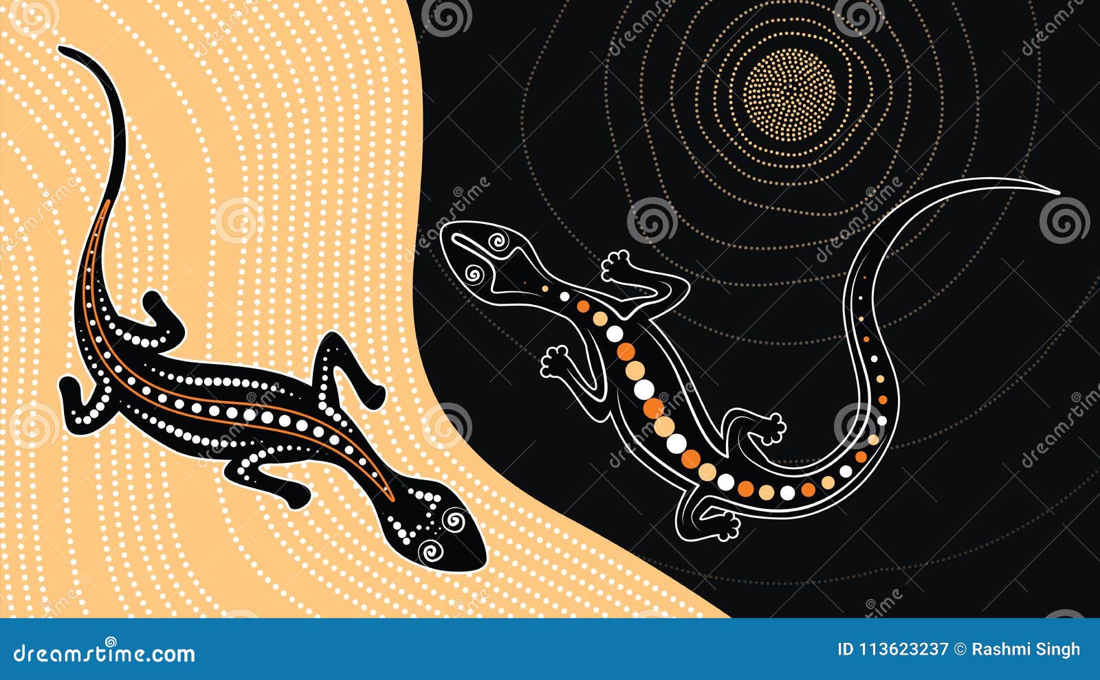 lizard , aboriginal art background with lizard