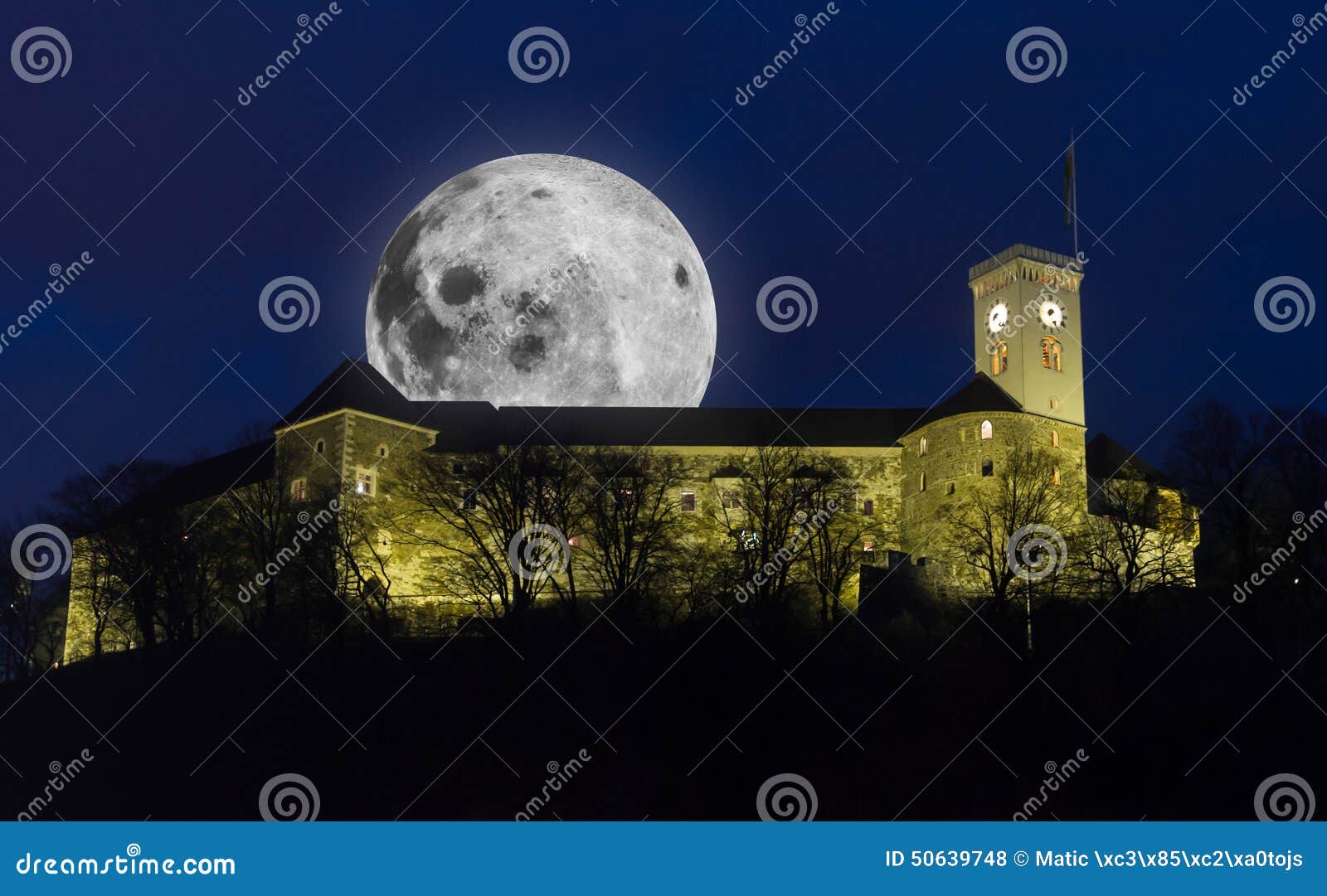 ljubljana castle with full moon