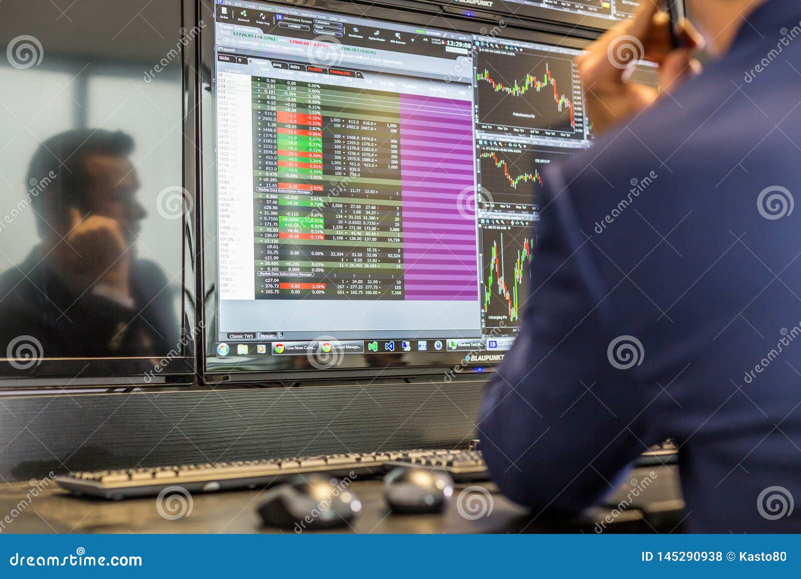 Stock Broker Trading Online, Talking On Mobile Phone. Editorial Stock Photo Image of equity