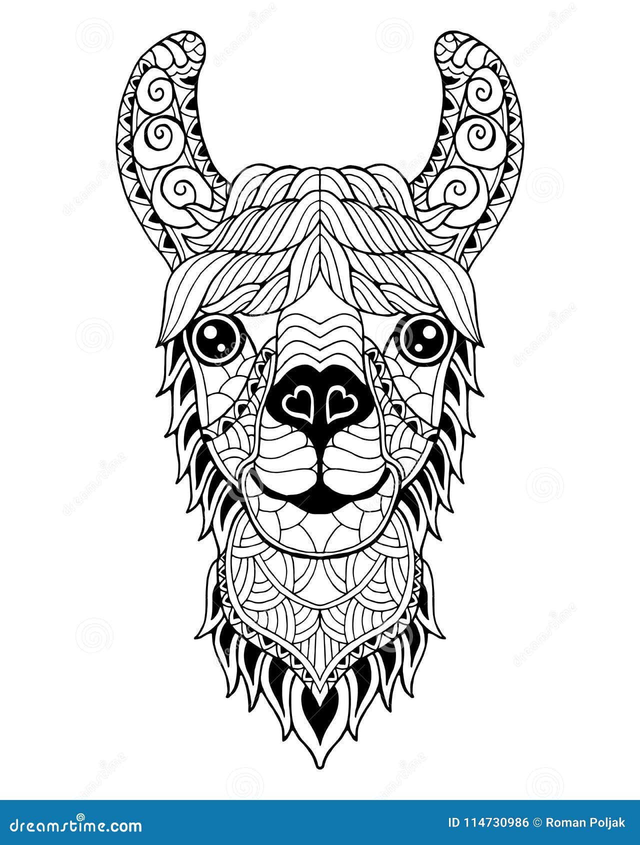Download Llama Alpaca Mandala Zentangle Stylized. Freehand Vector ...