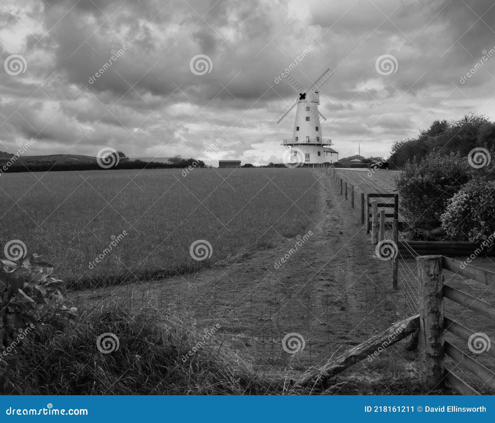 Llancayo Windmill (Horizontal Monochrome) Stock Image Image of