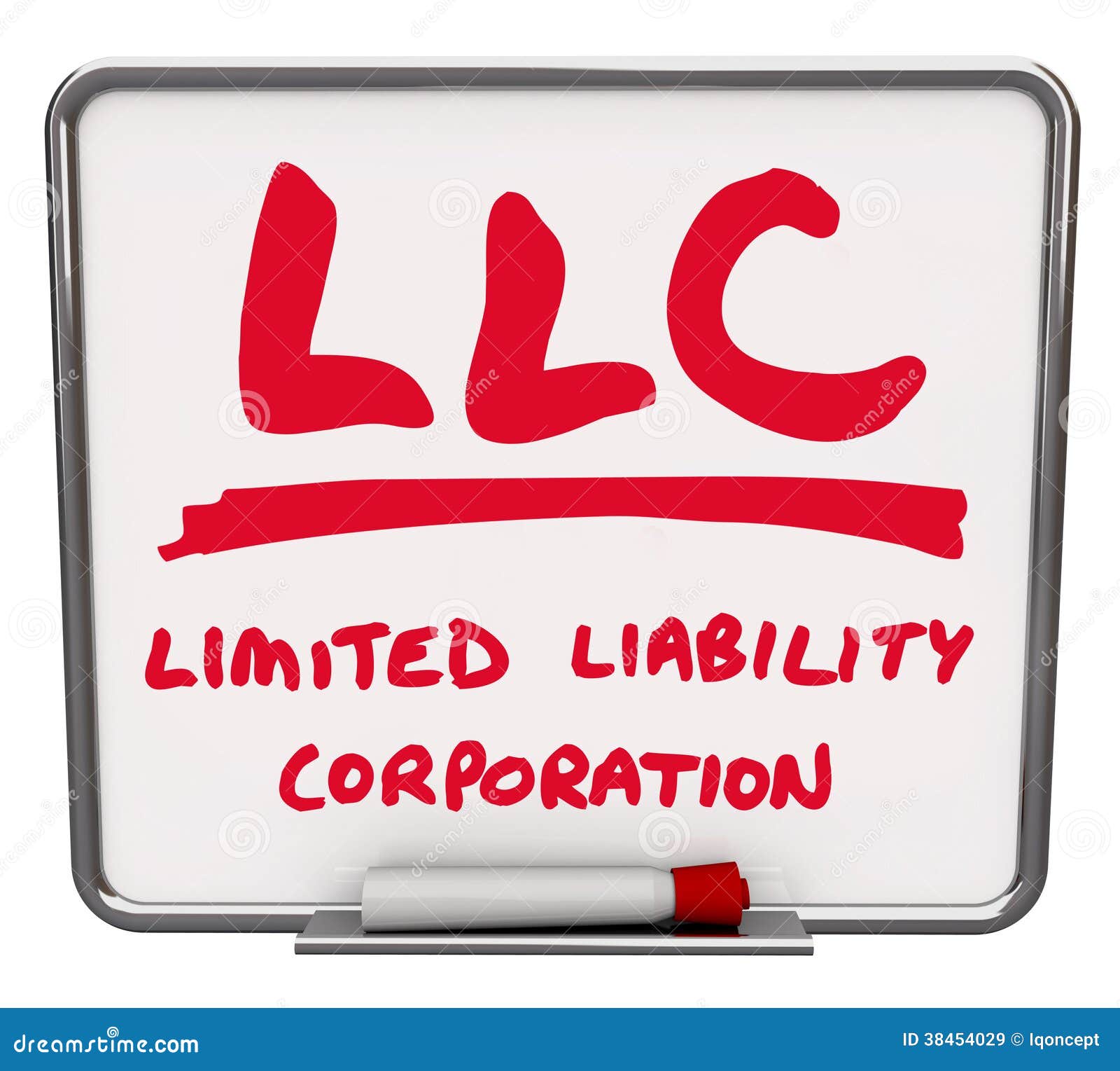 llc limited liability corporation words dry erase board marker