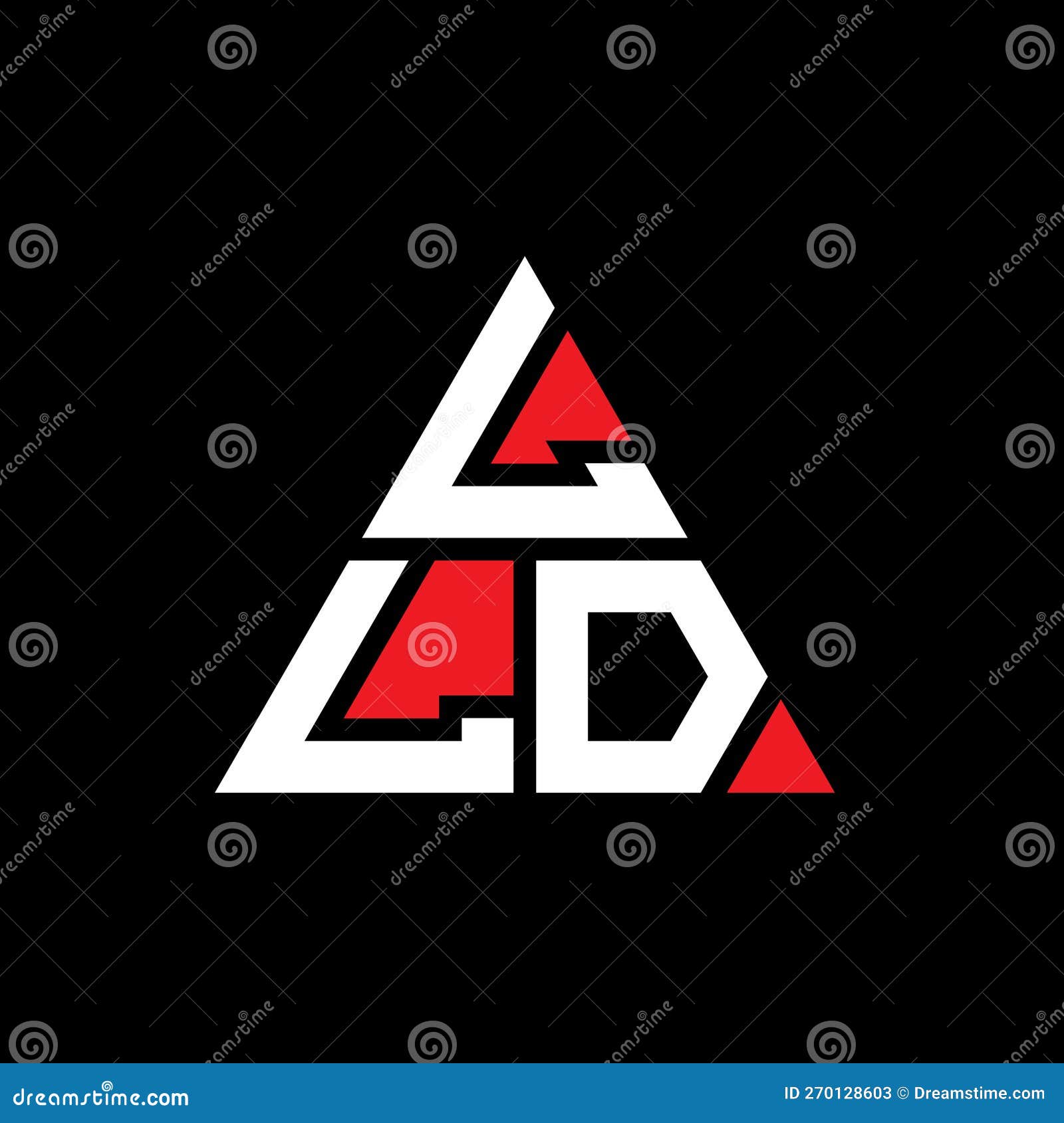 lld triangle letter logo  with triangle . lld triangle logo  monogram. lld triangle  logo template with red