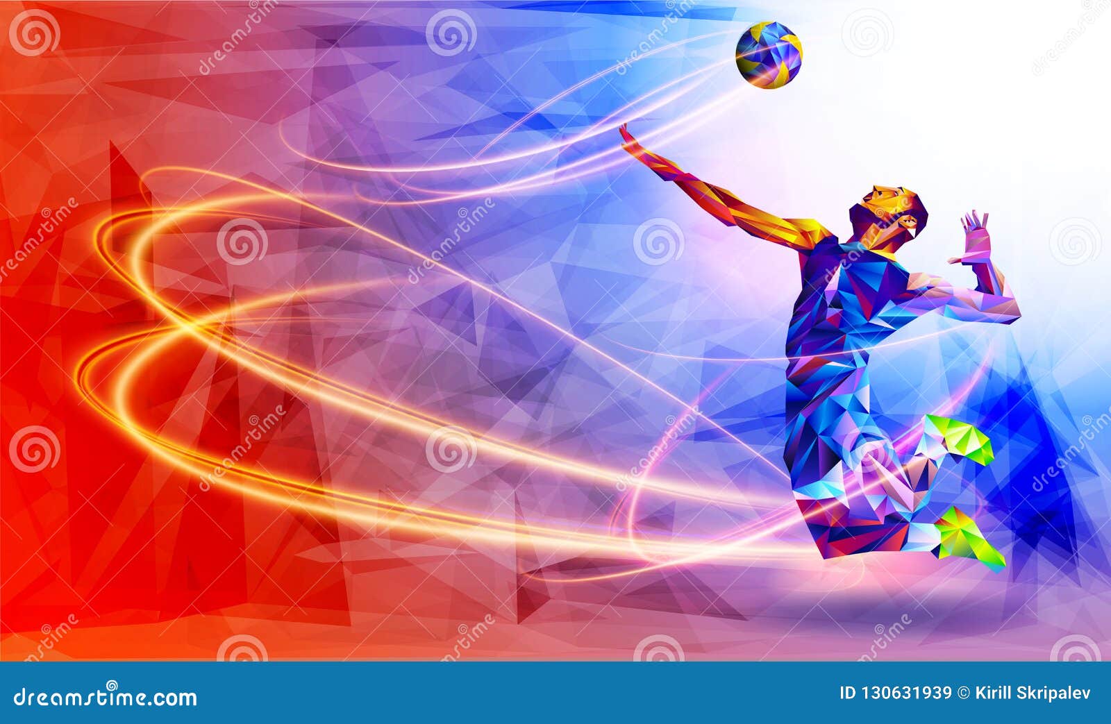 Llustration of Abstract Volleyball Player Silhouette in Triangle ...