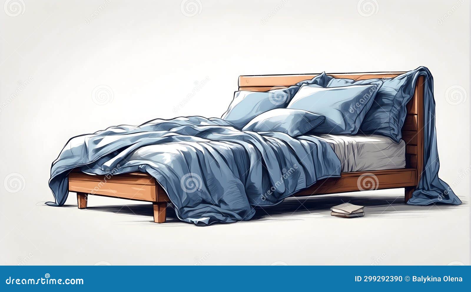 Llustration of Blue Bed on White Background Stock Illustration Illustration of design, home