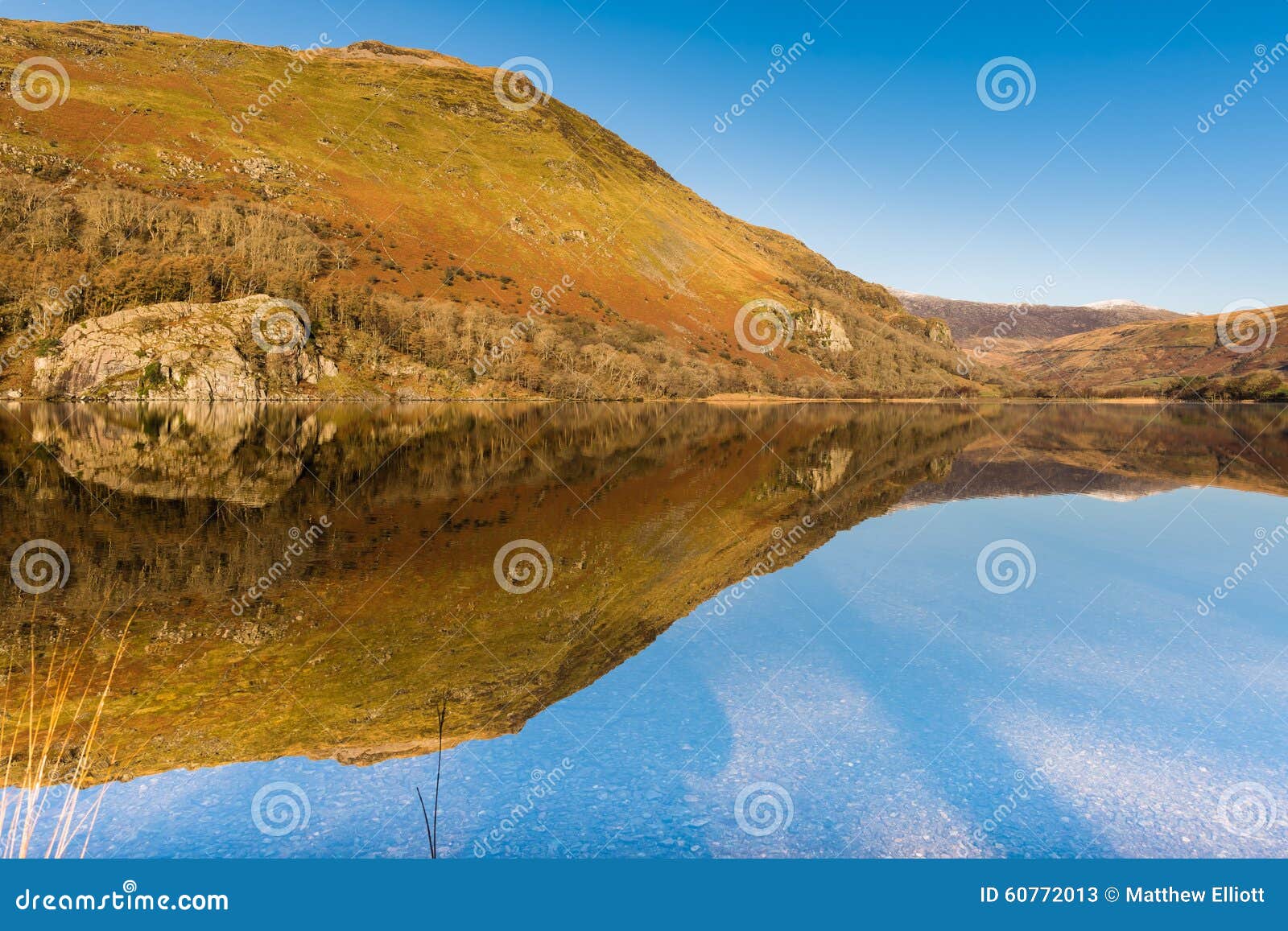 Llyn Gwynant Reflection, Snowdonia National Park. Stock Image - Image ...