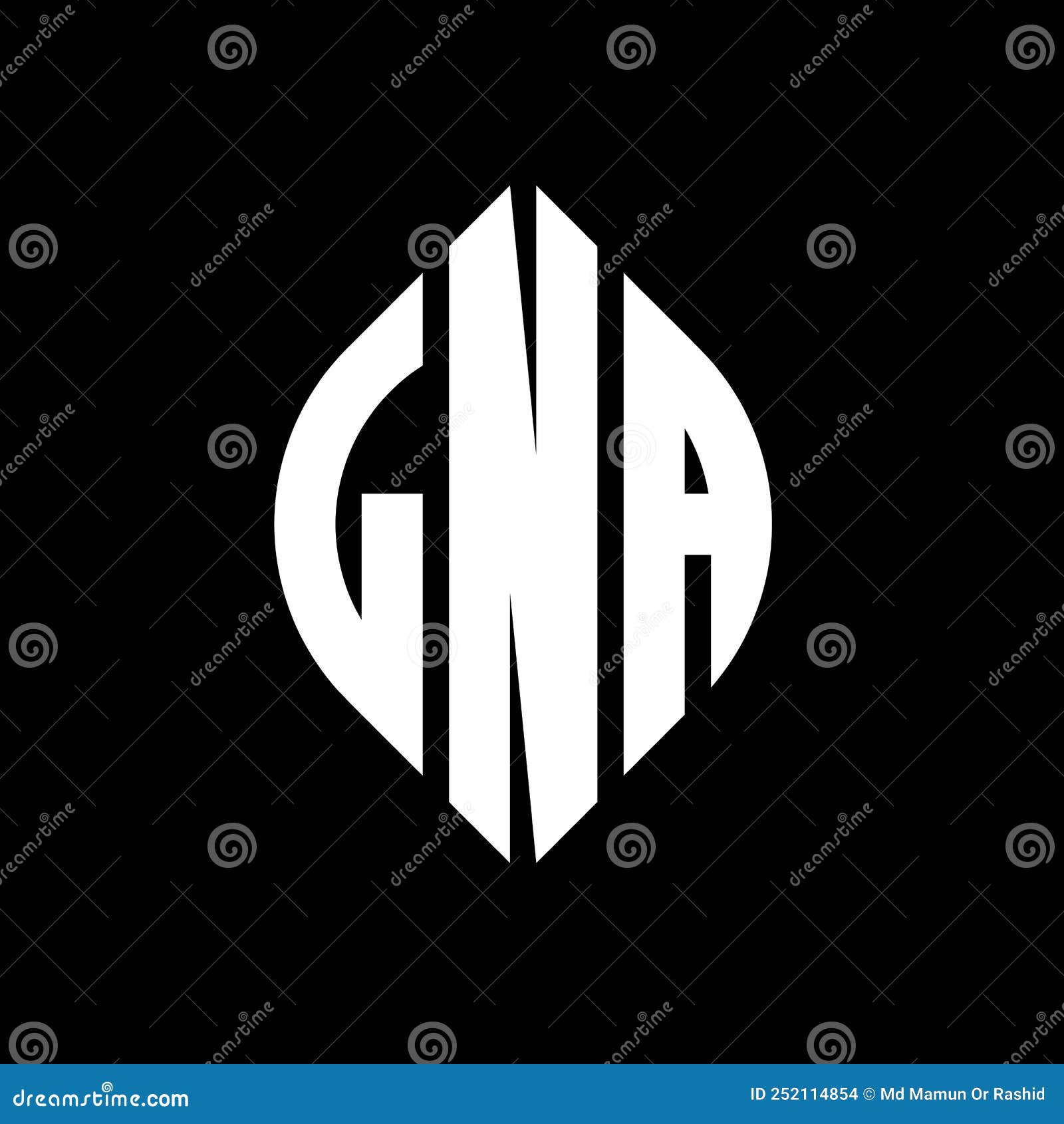 lna circle letter logo  with circle and ellipse . lna ellipse letters with typographic style. the three initials form a